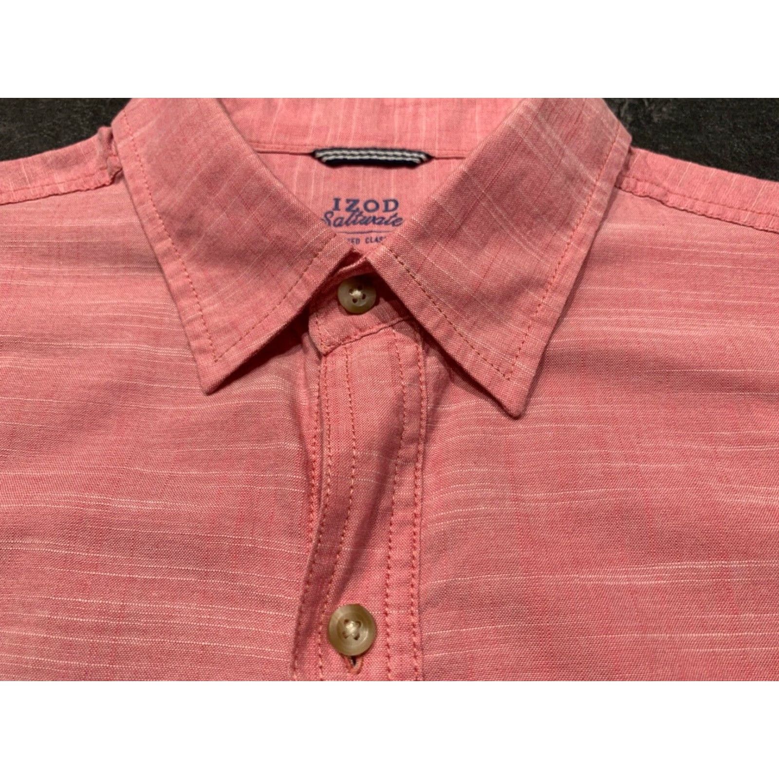 Izod VINTAGE IZOD Saltwater Classic Men's Short Sleeve Button-Up Shirt Pink 44 Chest Casual Size US M / EU 48-50 / 2 - 6 Thumbnail