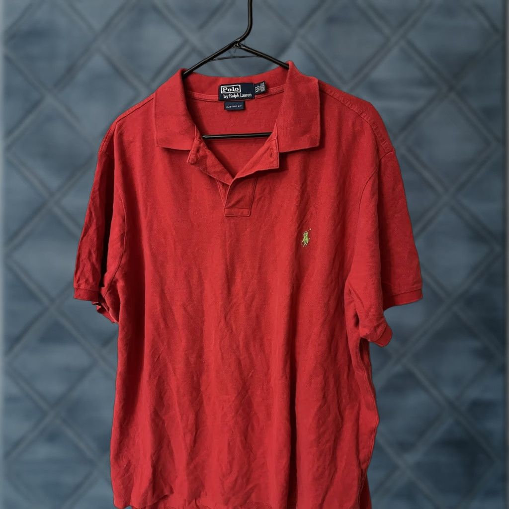 Polo Ralph Lauren VINTAGE POLO Ralph Lauren Mens S/S Custom Fit Polo Red W/ Logo Sz 2XL Size US XXL / EU 58 / 5 - 1 Thumbnail