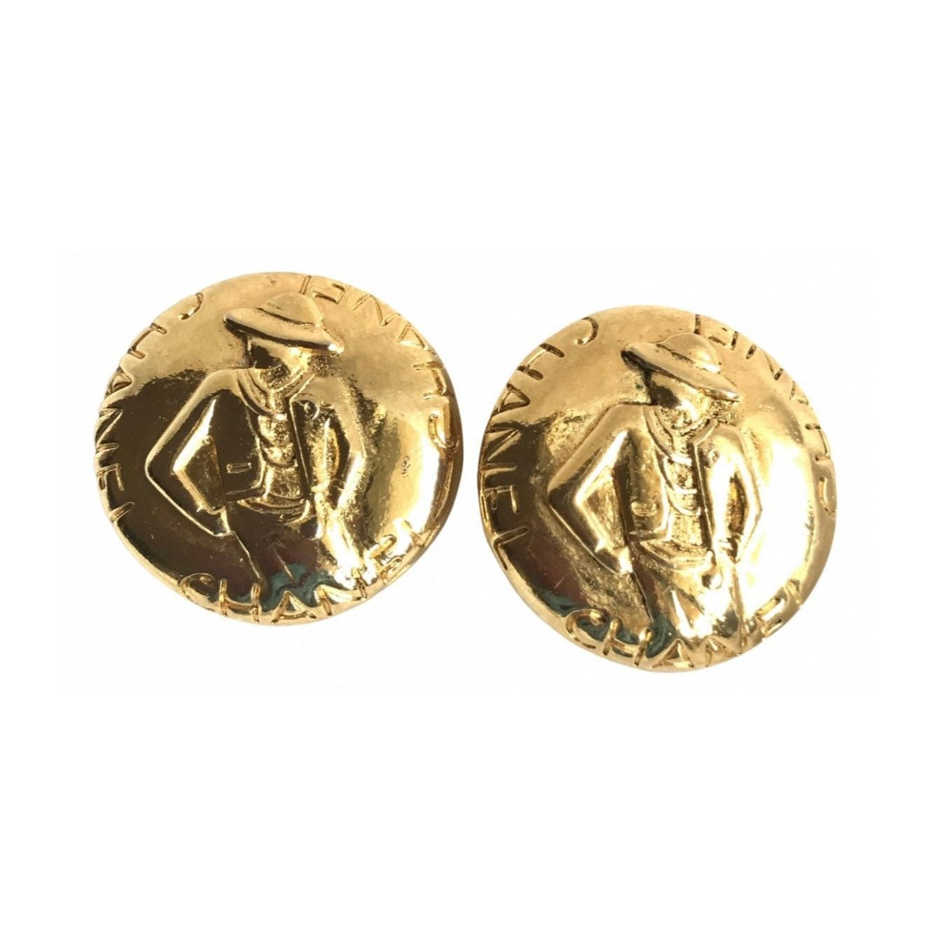 Chanel Vintage CHANEL gold tone round earrings with mademoiselle Size ONE SIZE - 1 Thumbnail