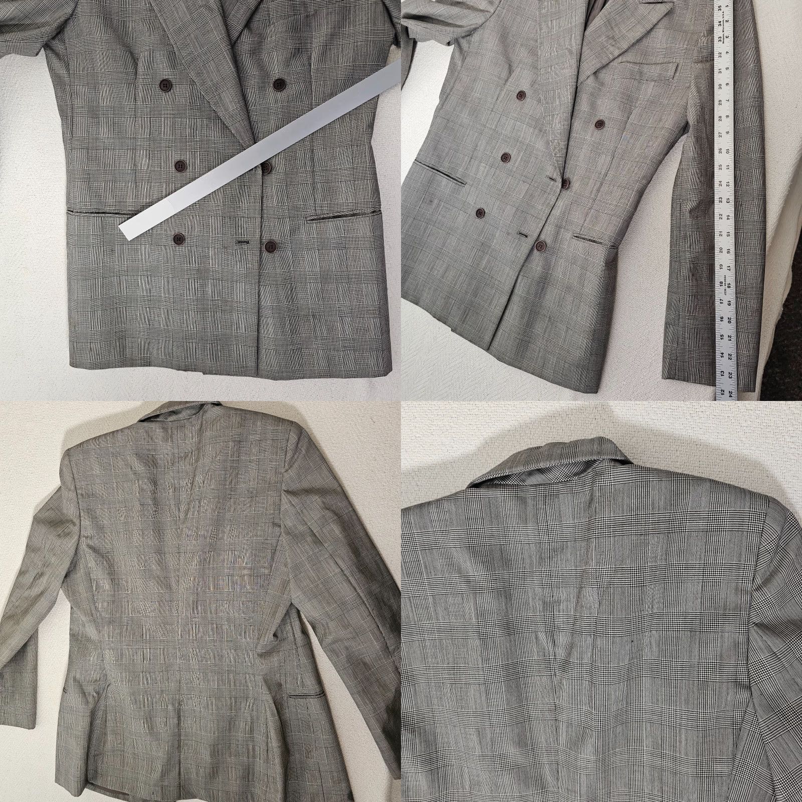 Calvin Klein VINTAGE Calvin Klein Blazer Jacket Women 12 Gray Checks 100% Wool Double Breasted USA Style Basic Jacket Size XL / US 12-14 / IT 48-50 - 8 Thumbnail