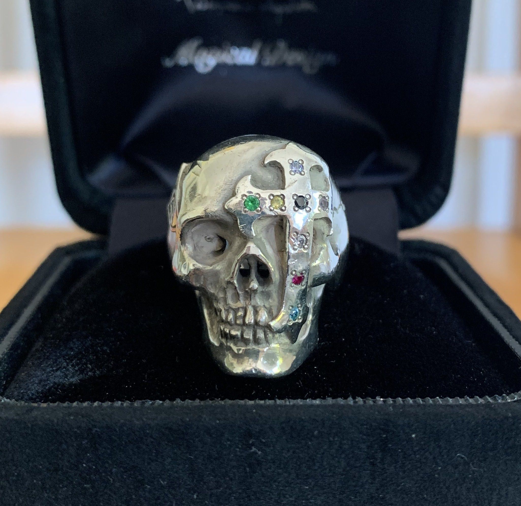 Number (N)ine SS05 "Nightcrawler" Bejeweled Silver Skull Ring w/ box Size ONE SIZE - 2 Thumbnail