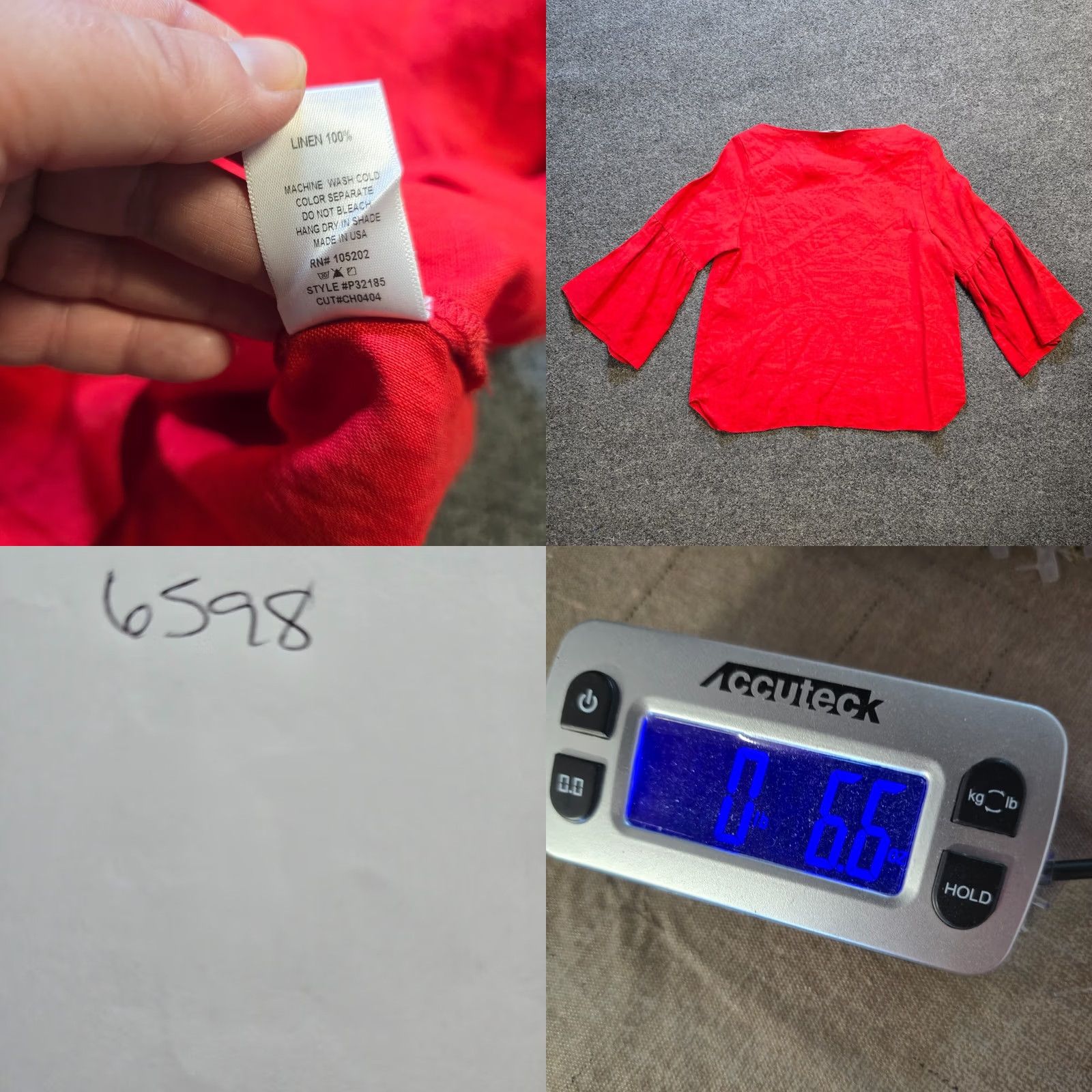 Vintage Chalet Et Ceci Red Linen Flare Sleeve XS Women Casual Capsule Top Size XS / US 0-2 / IT 36-38 - 8 Thumbnail