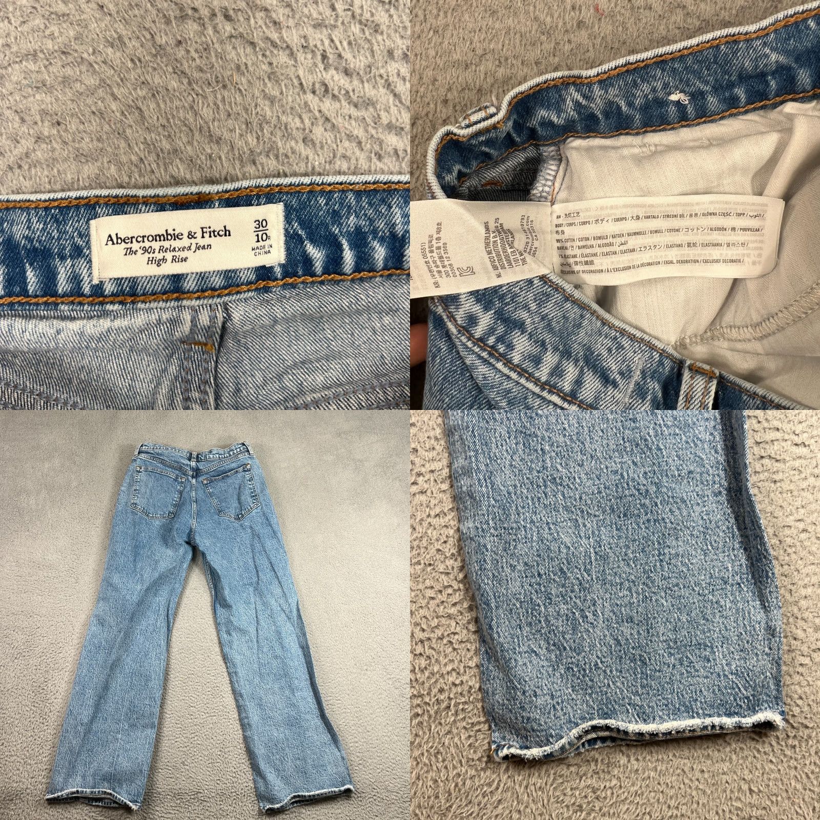 Abercrombie & Fitch Abercrombie & Fitch Jeans 90s High Rise Relaxed Blue Pockets Size 10 Women's Stonewashed Denim Straight 5-Pocket Design Vintage: No Size 32" / US 10 / IT 46 - 8 Thumbnail