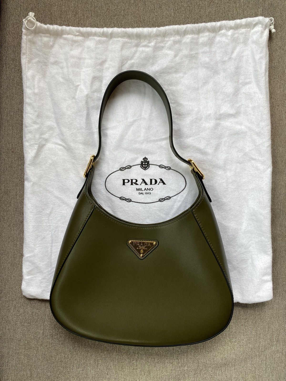 Prada Prada Cleo Green Leather Shoulder Bag Size ONE SIZE - 10 Thumbnail
