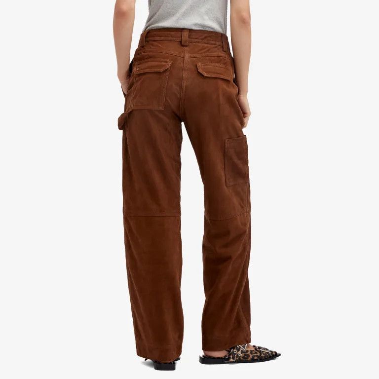 Saks Potts o1s22i1n0924 Suede Leather Workwear Pant in Brown Size 28" / US 6 / IT 42 - 3 Thumbnail