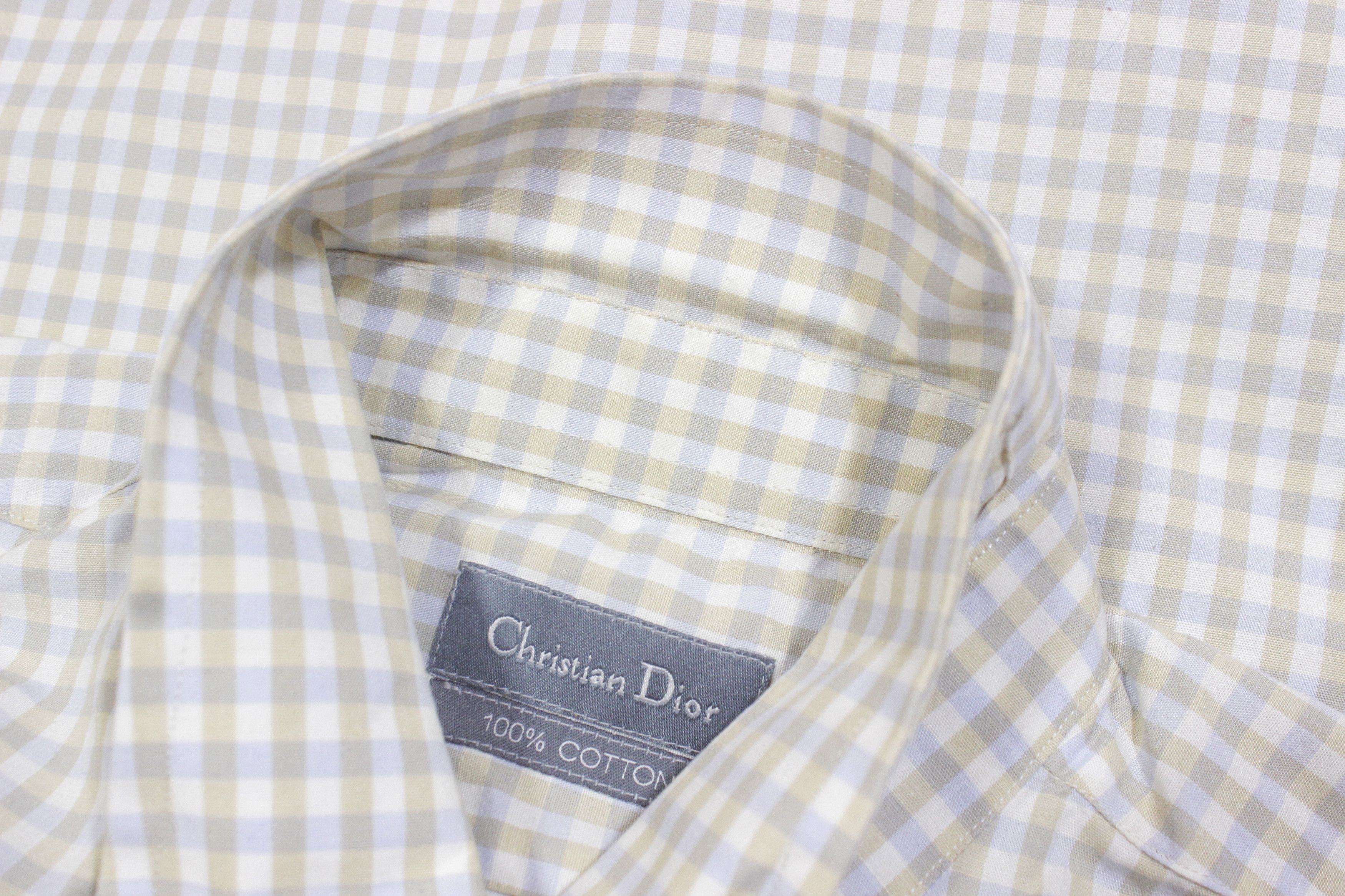 Dior 90S Logo Plaid Shortsleeve Shirt Vintage Size US XL / EU 56 / 4 - 8 Thumbnail