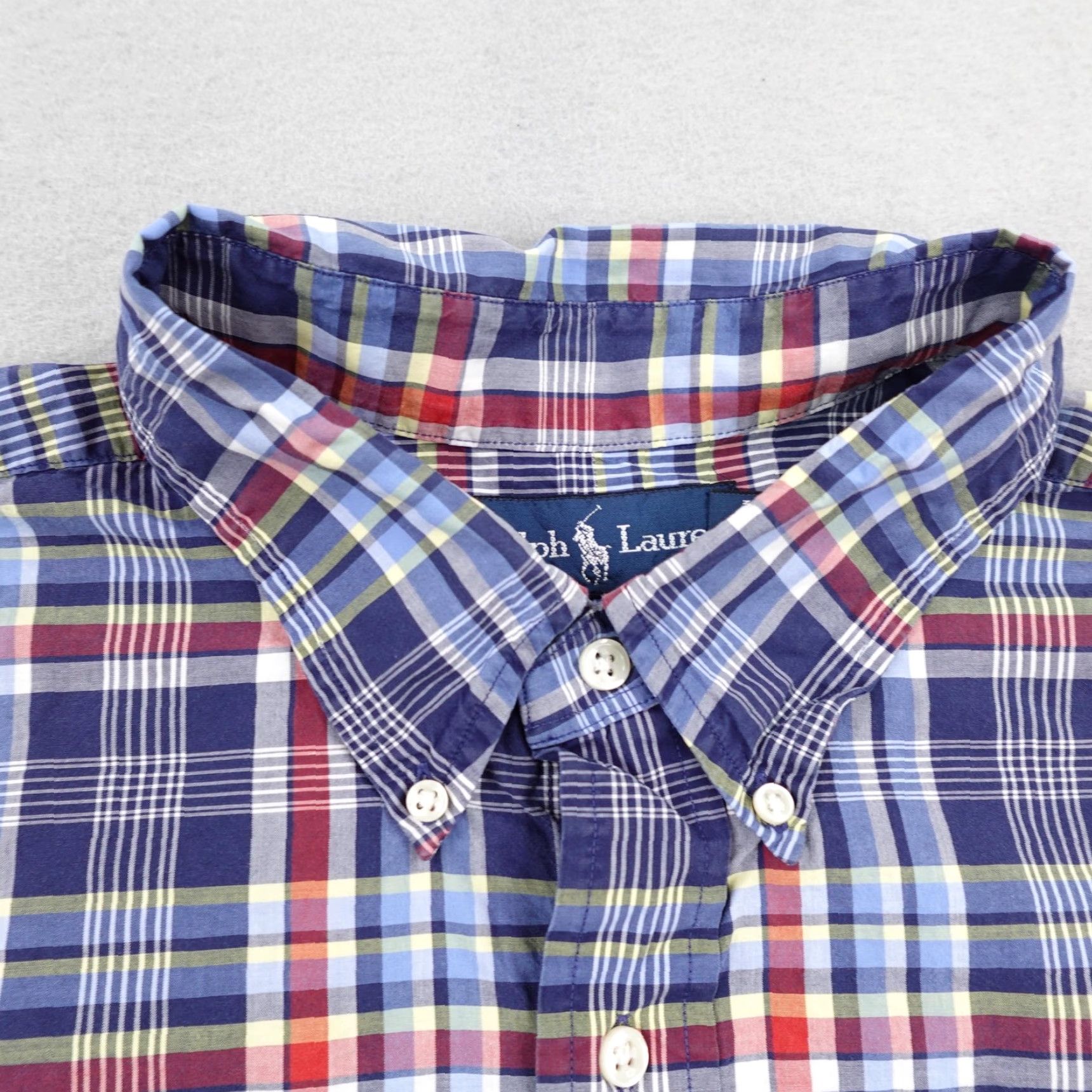 Ralph Lauren Ralph Lauren VINTAGE Plaid Button-Up Shirt Mens 2XLT Blue Red Short Sleeve Cotton Yellow Pony Logo Size US XXL / EU 58 / 5 - 2 Thumbnail