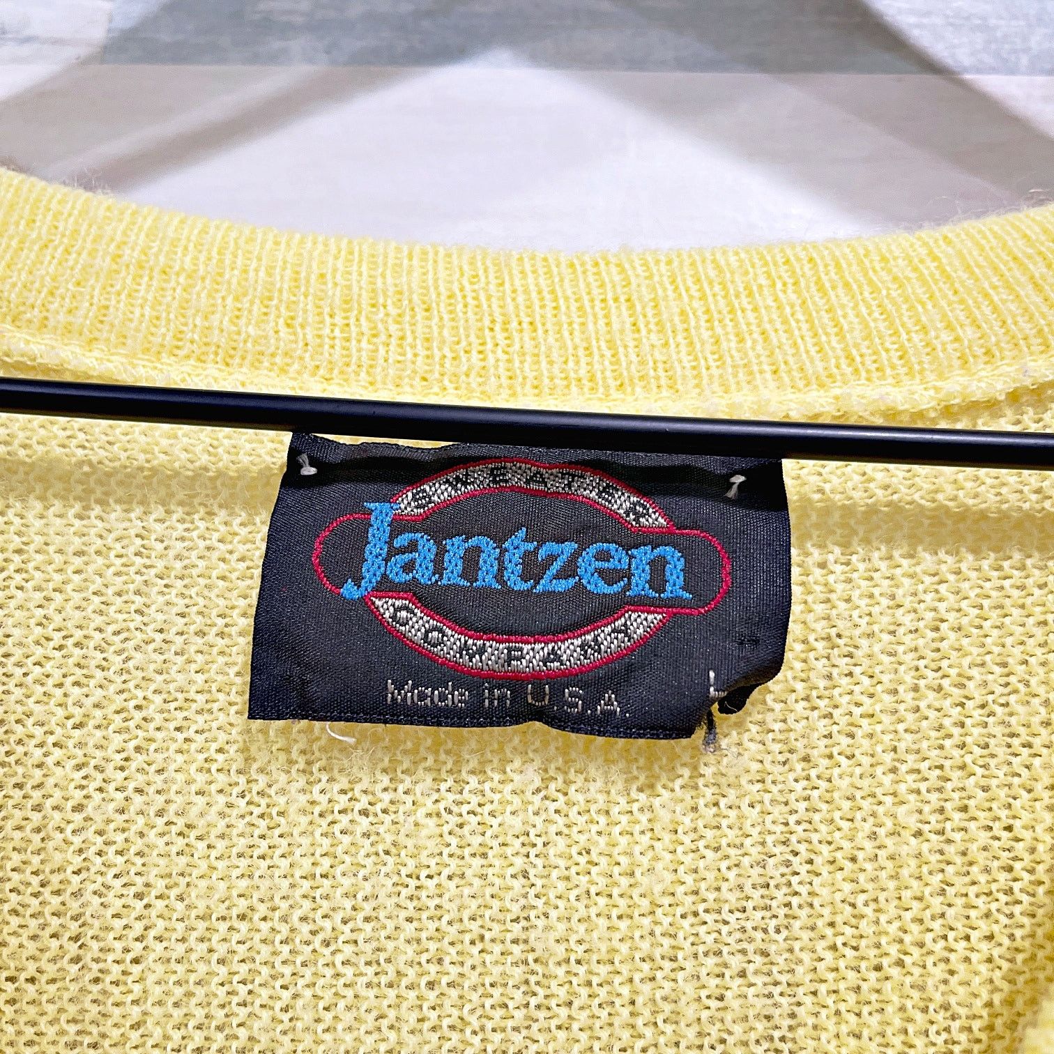 Jantzen × Vintage Jantzen Vintage Orlon Acrylic V Neck Sweater Yellow Mens L Size US L / EU 52-54 / 3 - 5 Thumbnail