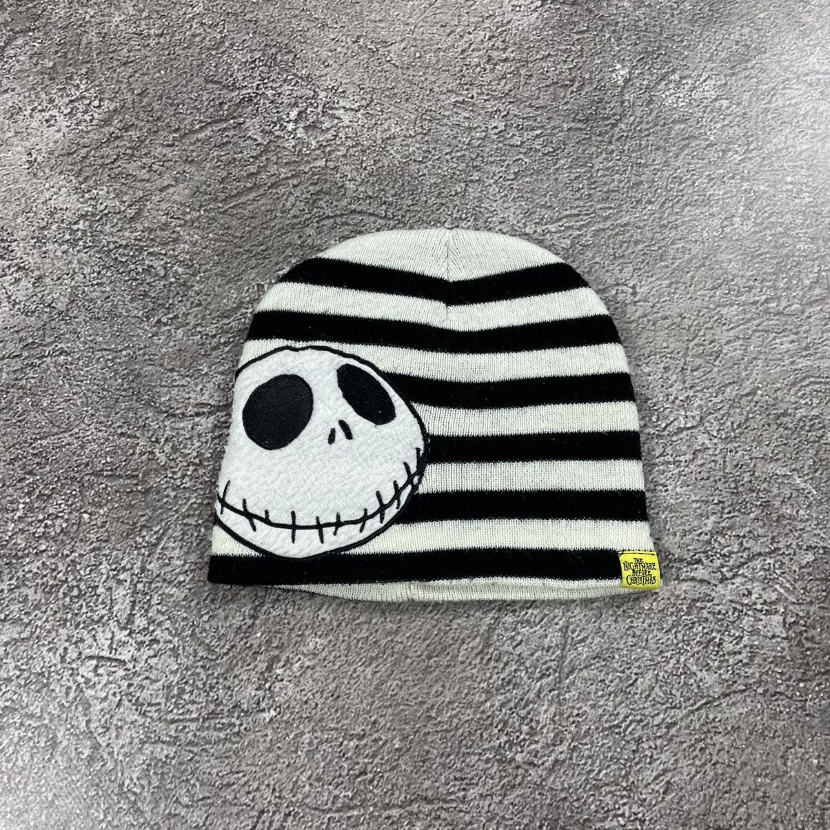Vintage Vintage Y2K Striped Skull Graphic Beanie Black White Swag OS Size ONE SIZE - 2 Thumbnail