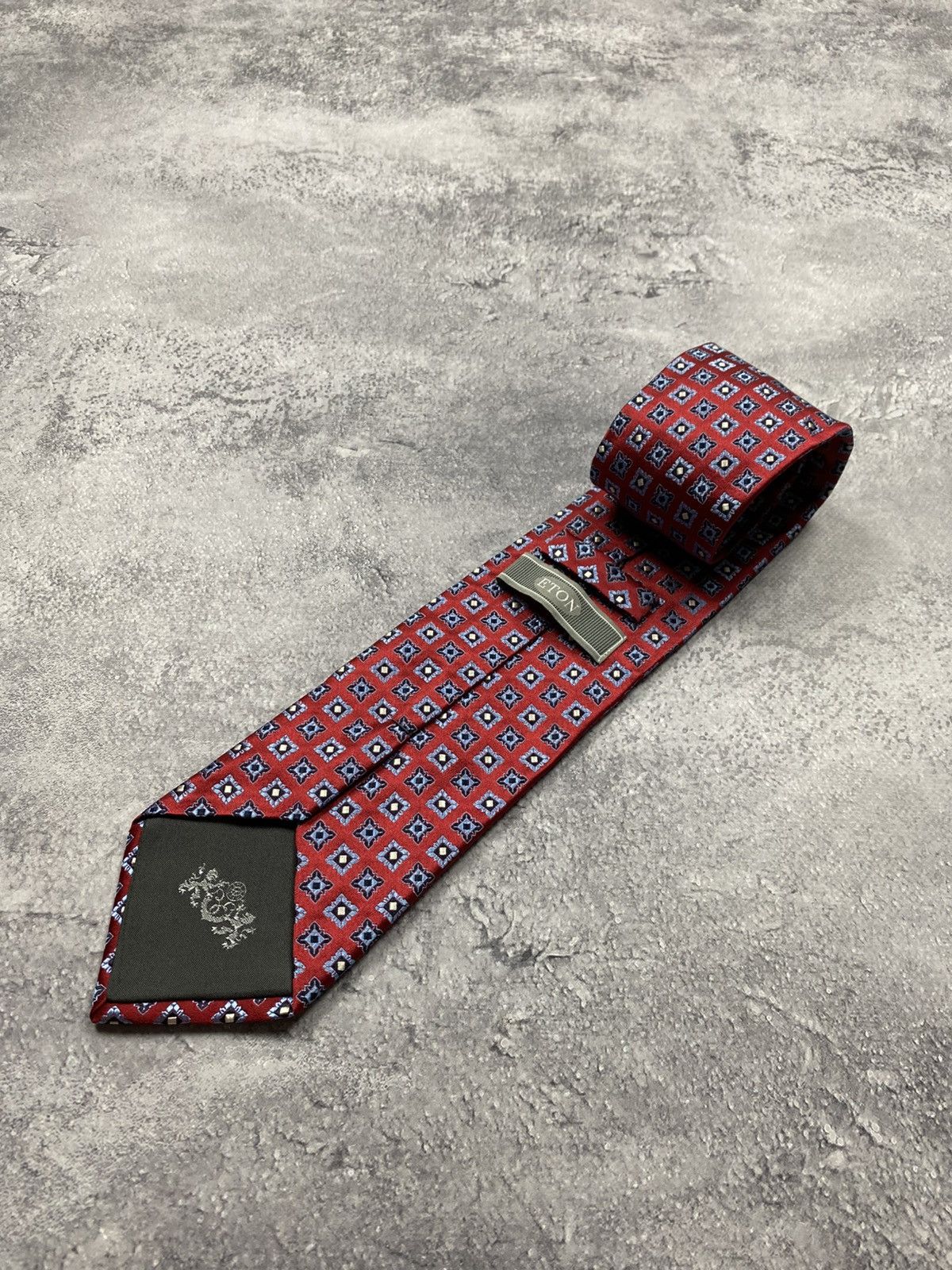 Eton Eton 100% Silk Made in France Tie Luxury Monogram Cravatte Size ONE SIZE - 8 Thumbnail