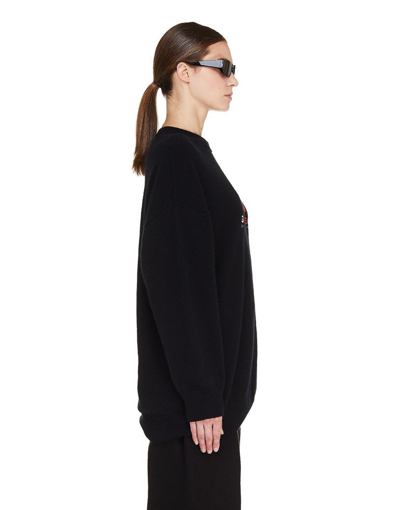 Balenciaga o1y0625 Logo Cashmere Blend Sweater in Black Size S / US 4 / IT 40 - 2 Thumbnail