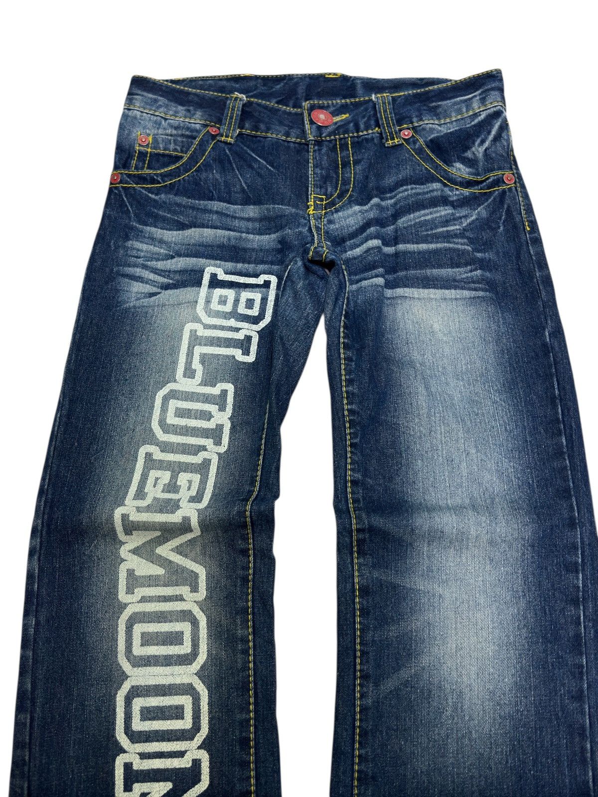 Hysteric Glamour Blue Moon Straight Cut Low Rise Jeans Y2K Graphic Denim Size US 31 - 3 Thumbnail