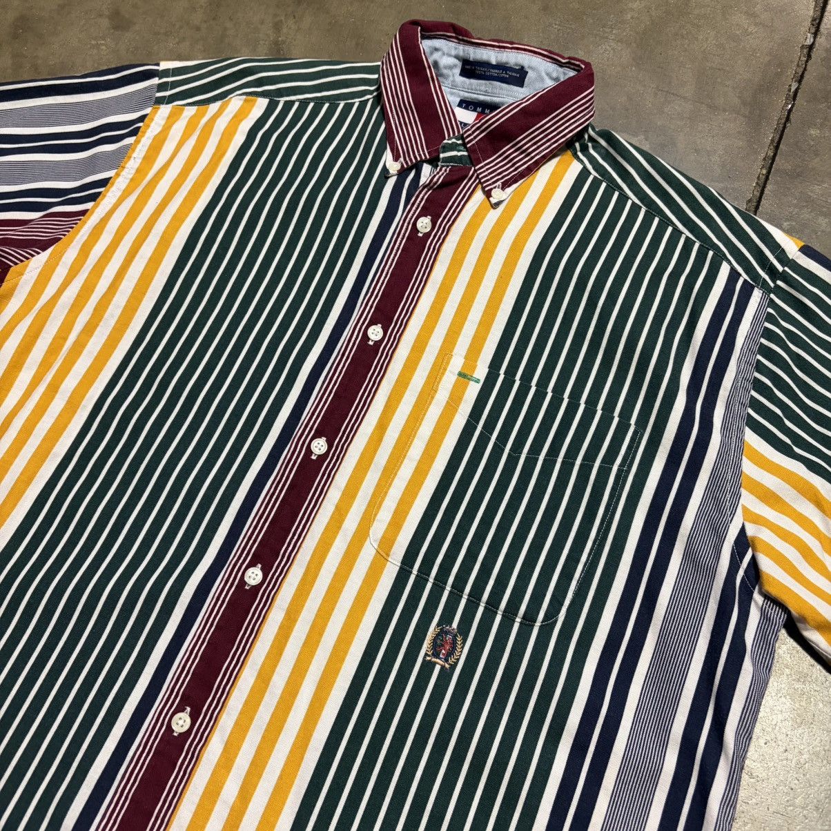 Tommy Hilfiger Vintage Tommy Hilfiger Striped Button Up Shirt Short Sleeve Size US M / EU 48-50 / 2 - 6 Thumbnail