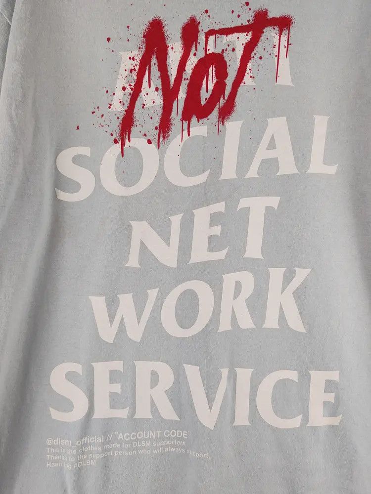 Japanese Brand DLSM "Not Social network service" Light Blue T-shirts #S2875 Size US L / EU 52-54 / 3 - 5 Thumbnail