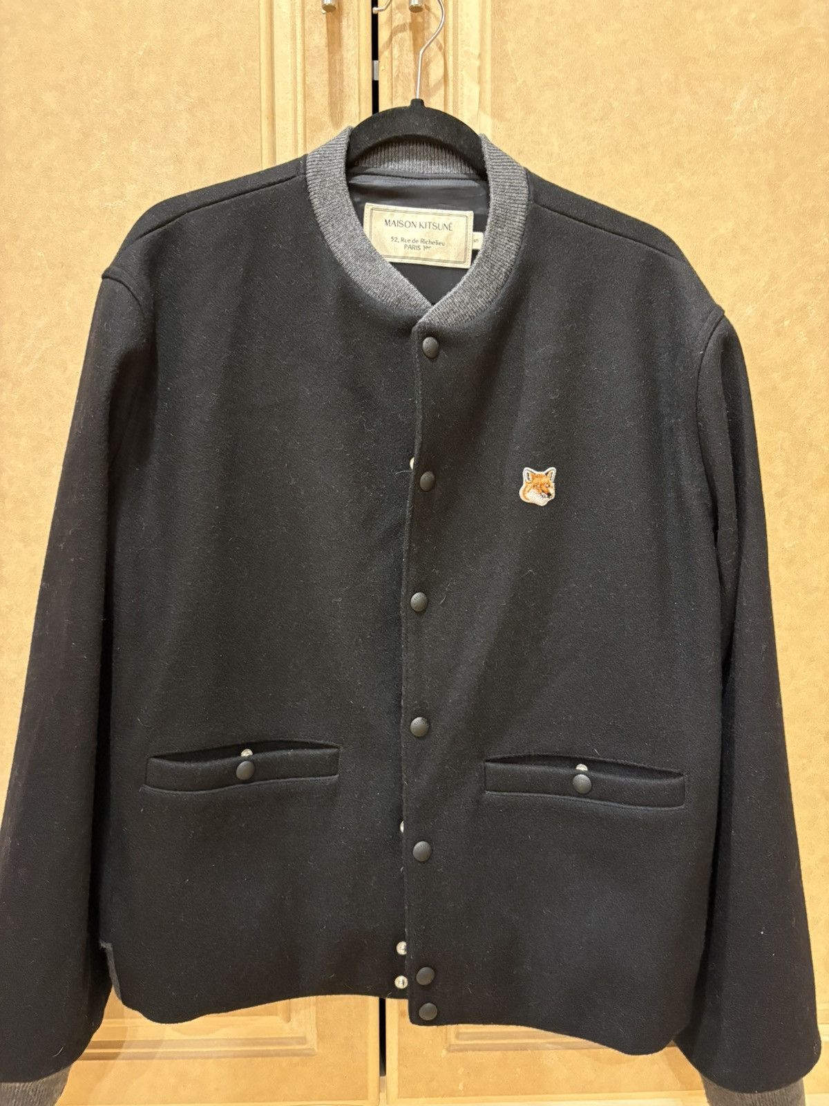 Maison Kitsune Maison Kitsuné Fox Head Wool Bomber Jacket Size US S / EU 44-46 / 1 - 2 Thumbnail