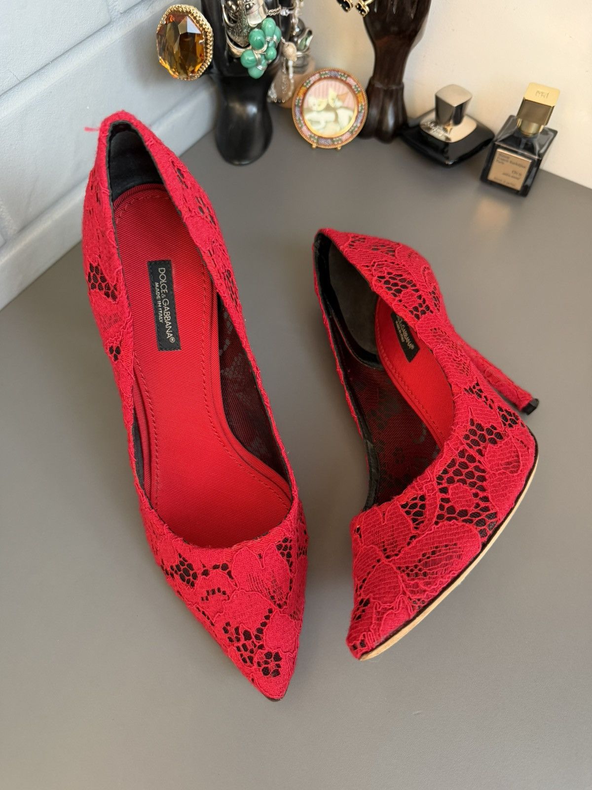 Dolce & Gabbana Lace high-heeled shoes Red Size 37 Size US 7 / IT 37 - 11 Thumbnail