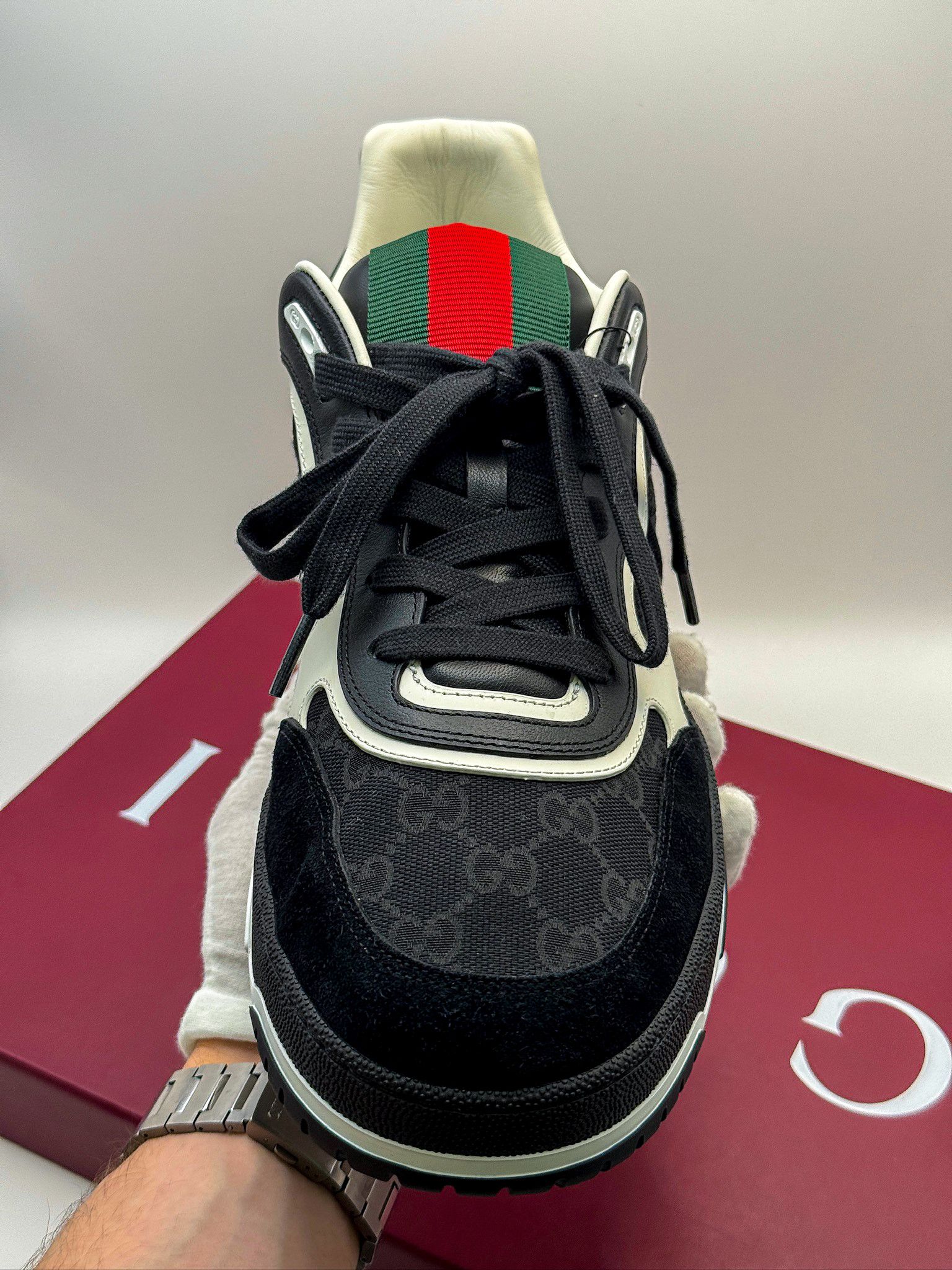 Gucci Gucci Re-Web GG Supreme Monogram Black Luxury Sneakers Size US 13 / EU 46 - 9 Thumbnail