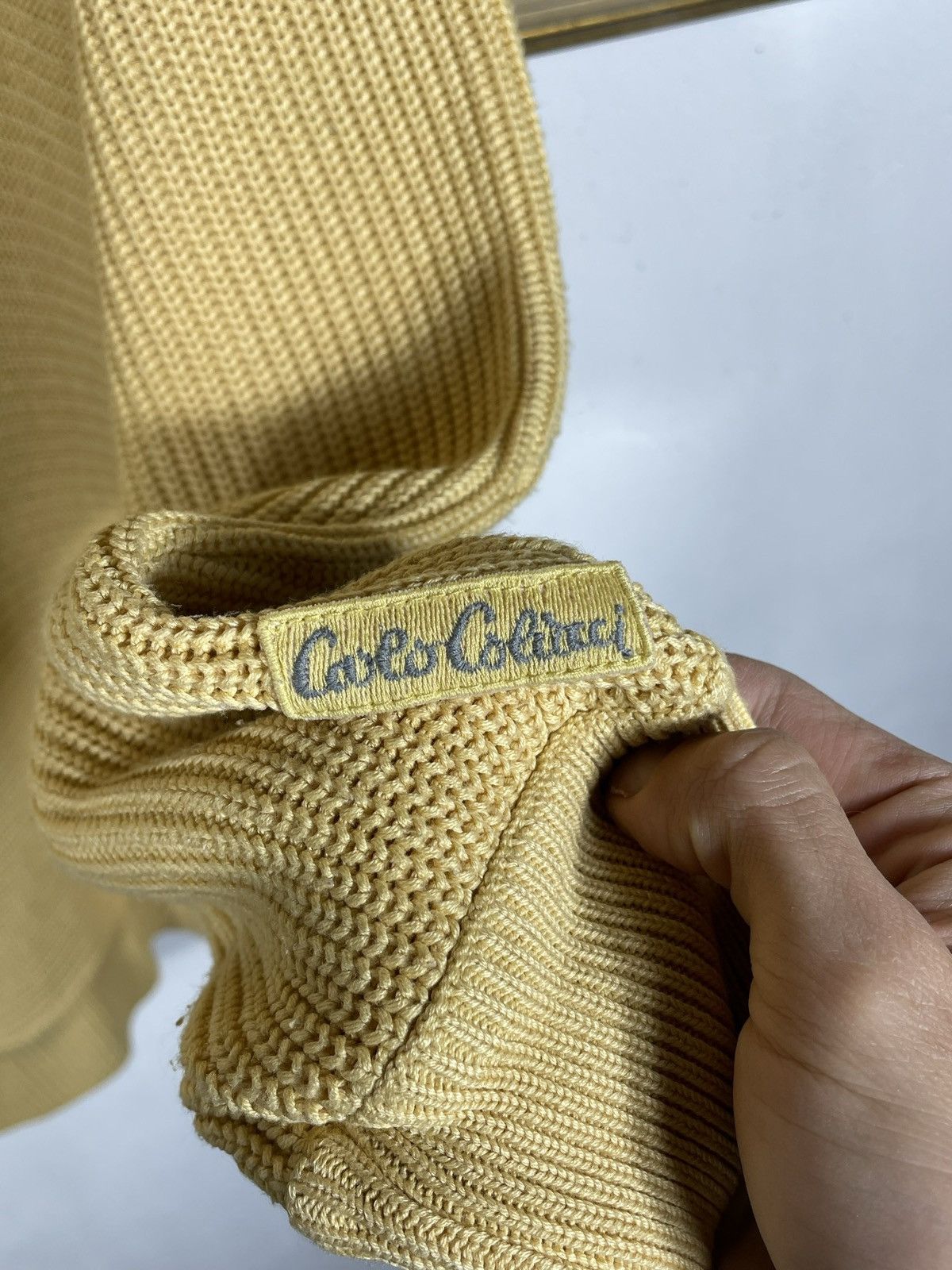 Carlo Colucci × Designer × Vintage Carlo Colucci Vintage Yellow Sweater Jumper Pull Knitwear Size US XXL / EU 58 / 5 - 6 Thumbnail