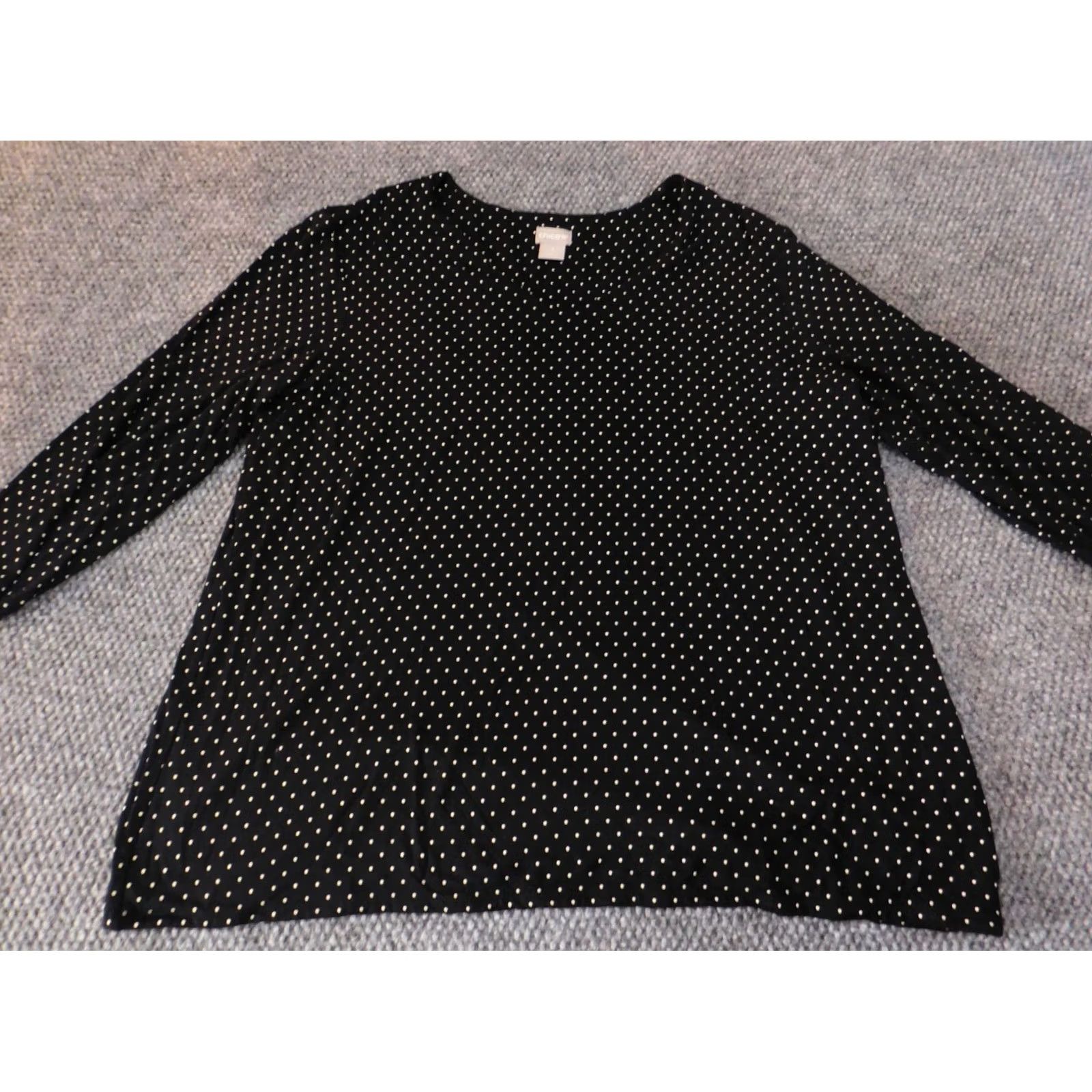 Vintage Chicos Blouse Size 3 black pullover womens dots stretch classic top Size XS / US 0-2 / IT 36-38 - 4 Thumbnail