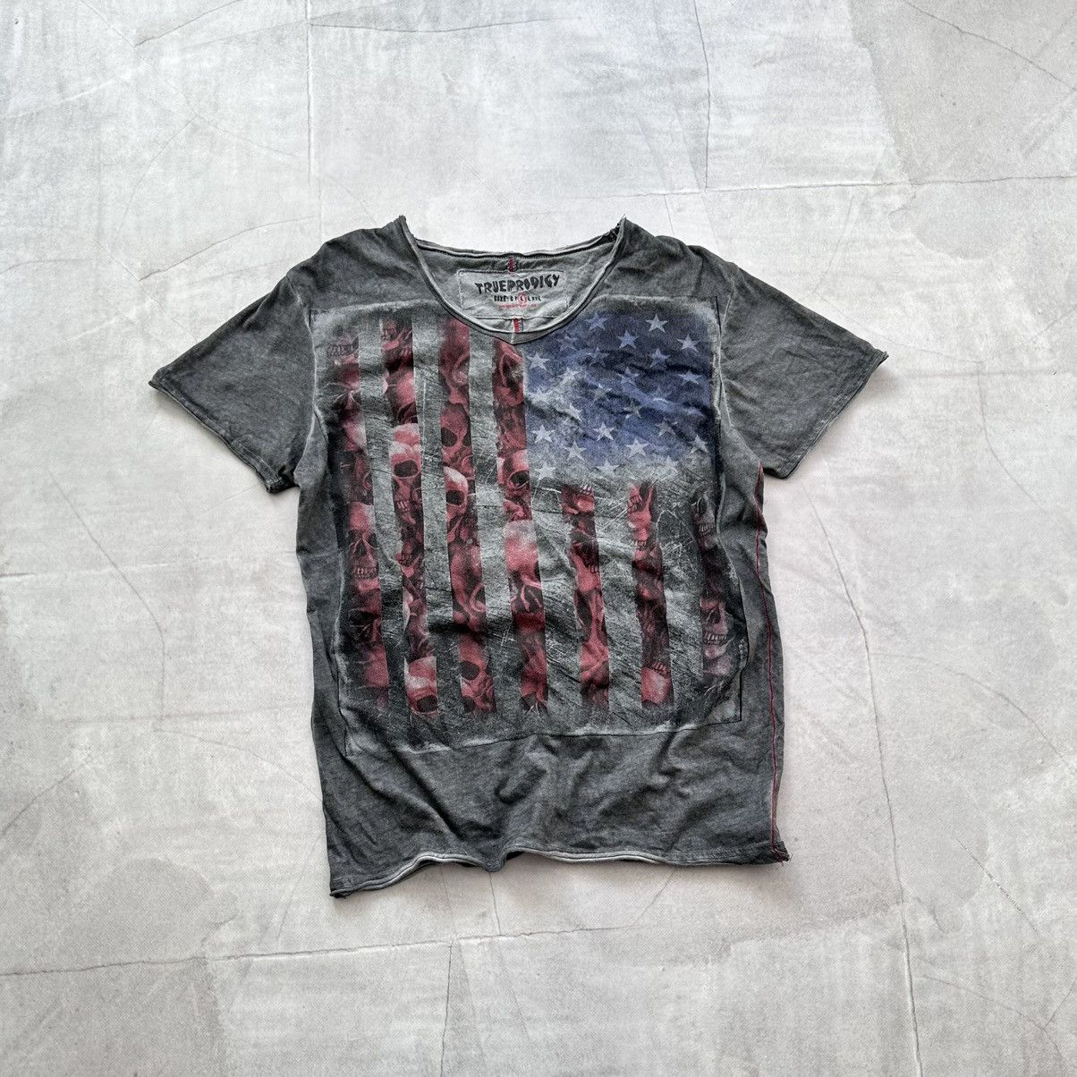Punk USA Flag Skull Faded T Shirt Hysteric Glamour Style