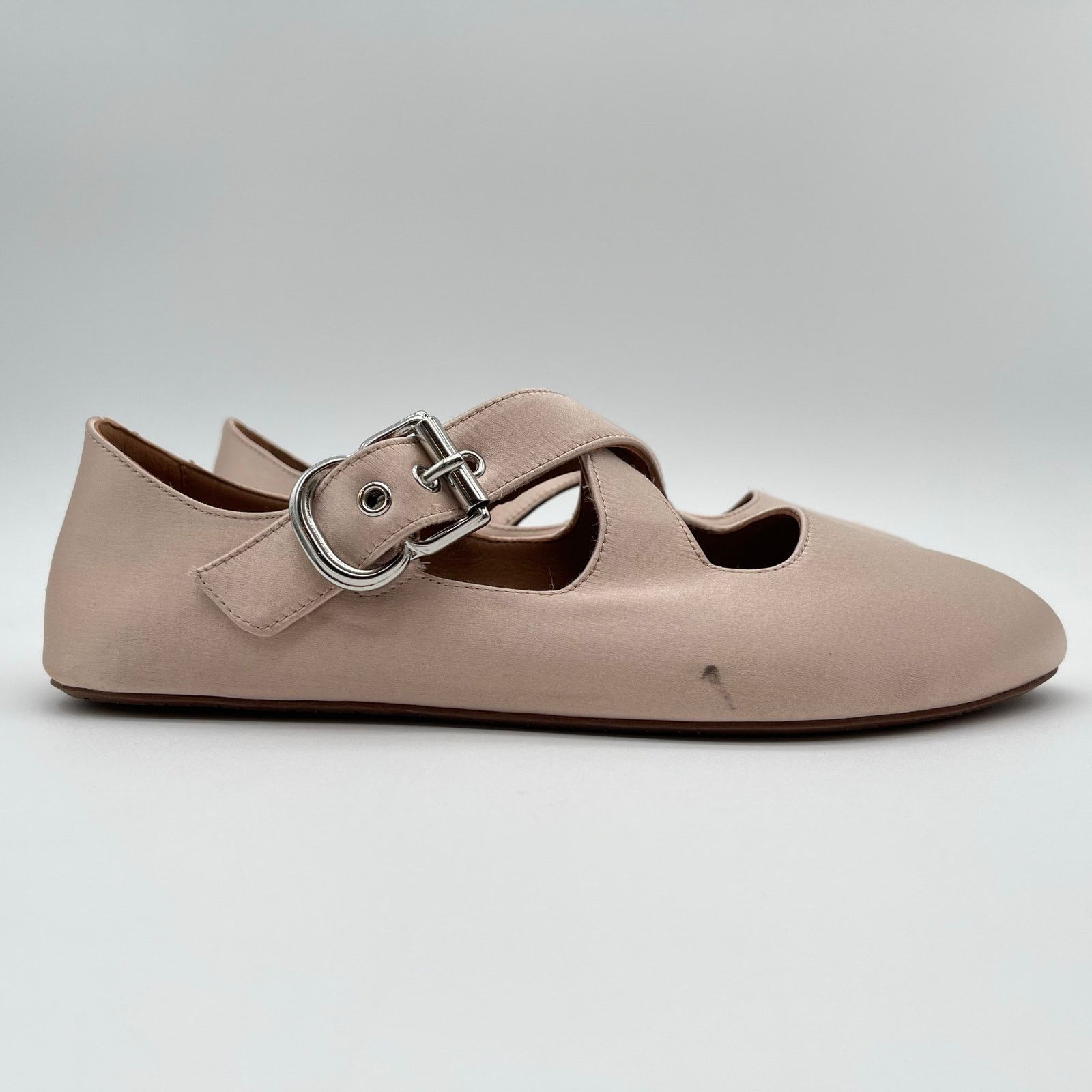 Alaia ALAIA | Criss Cross Satin Ballet Flat in Nude Baby Pink 36 Size US 6 / IT 36 - 6 Thumbnail