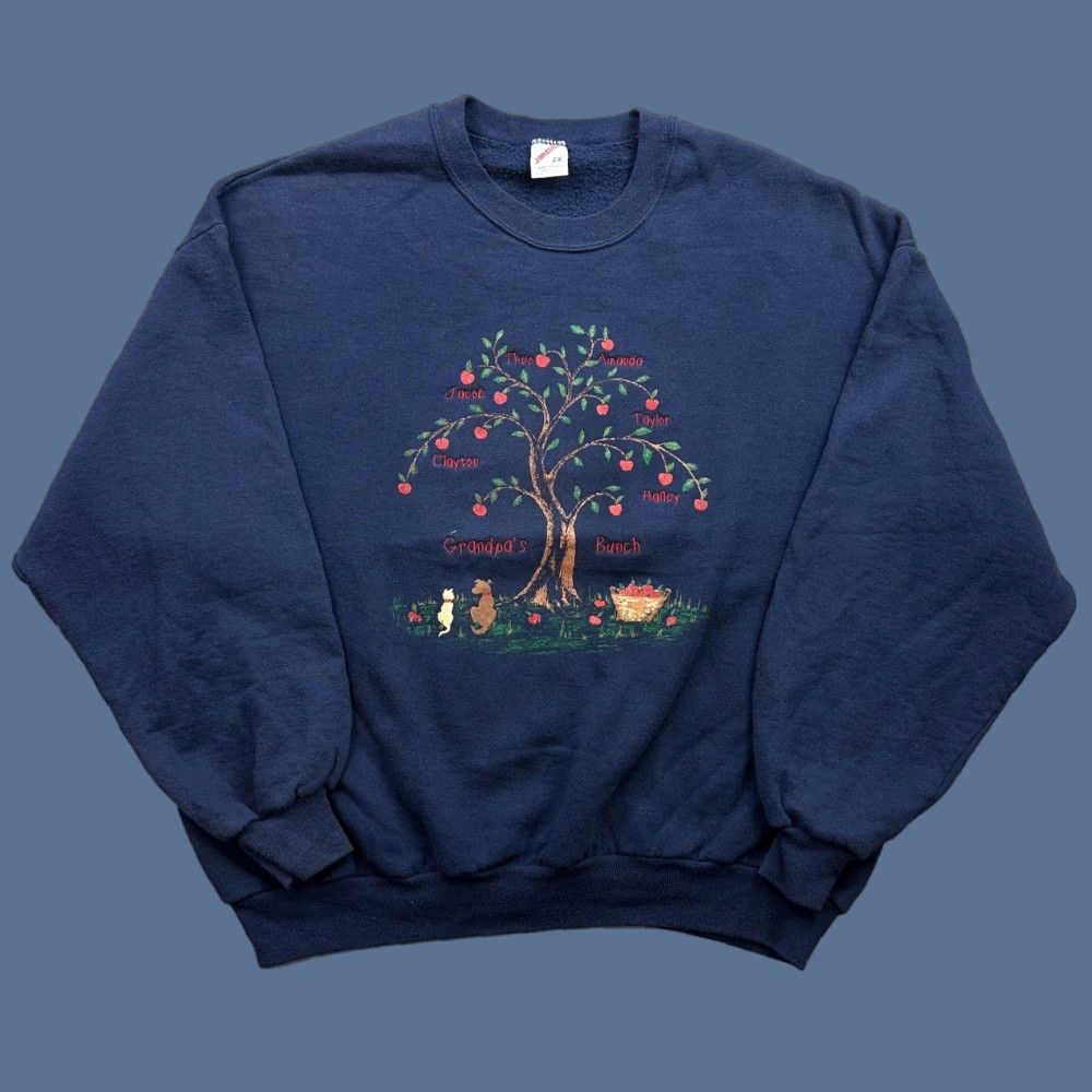 Jerzees VINTAGE Jerzees Sweatshirt Mens 2XL Blue Embroidered Family Tree USA Made 90s Size US XXL / EU 58 / 5 - 1 Thumbnail