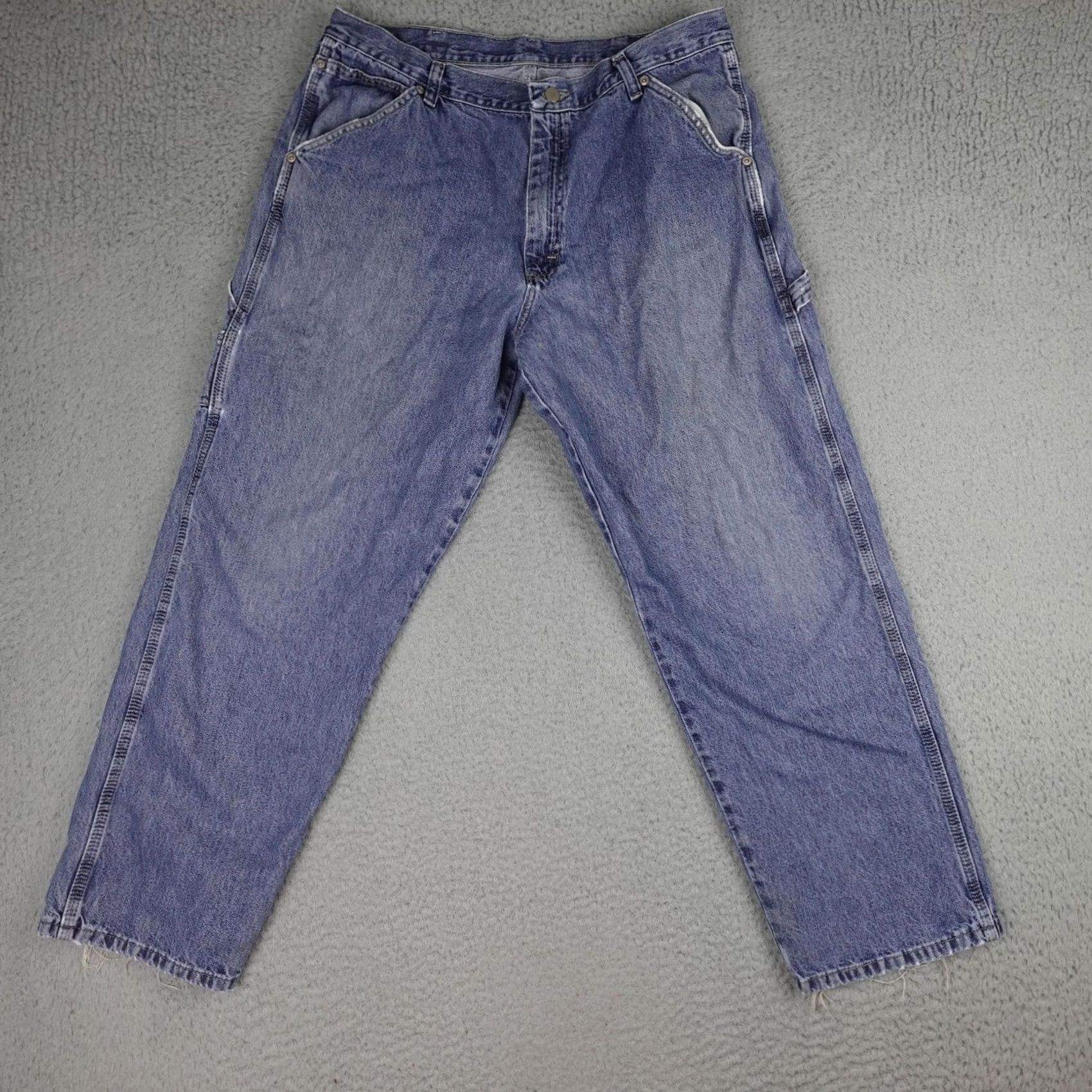 Wrangler Wrangler Jeans Mens 34x29 Blue Denim Distressed Baggy 5-Pocket Relaxed Straight Vintage No N/A Size US 36 / EU 52 - 2 Thumbnail