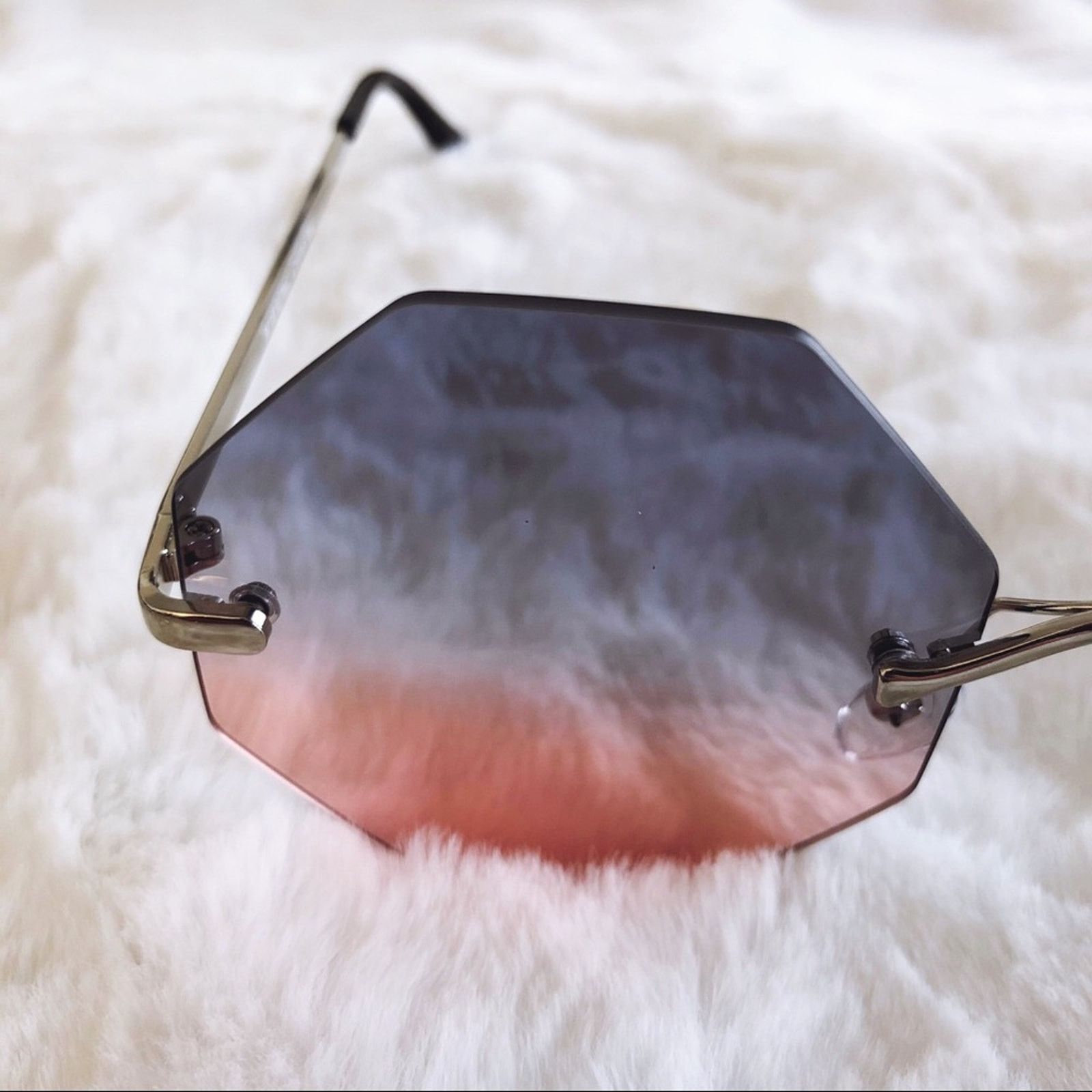 Other Alaiya Blue & Pink Octogonal Ombre Sunglasses Size ONE SIZE - 6 Thumbnail