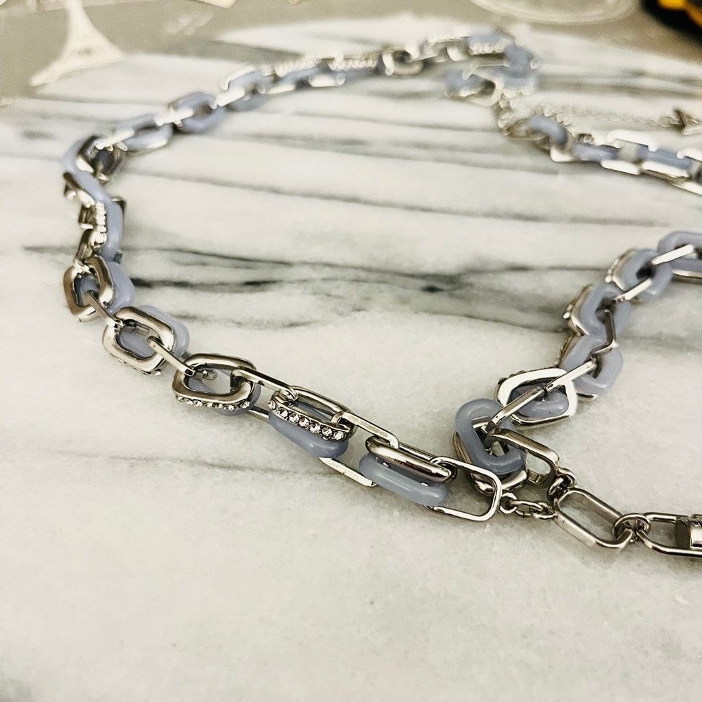 Guess Guess Dog Tax Necklace Silver Blue Chain Y2K Style Size ONE SIZE - 4 Thumbnail