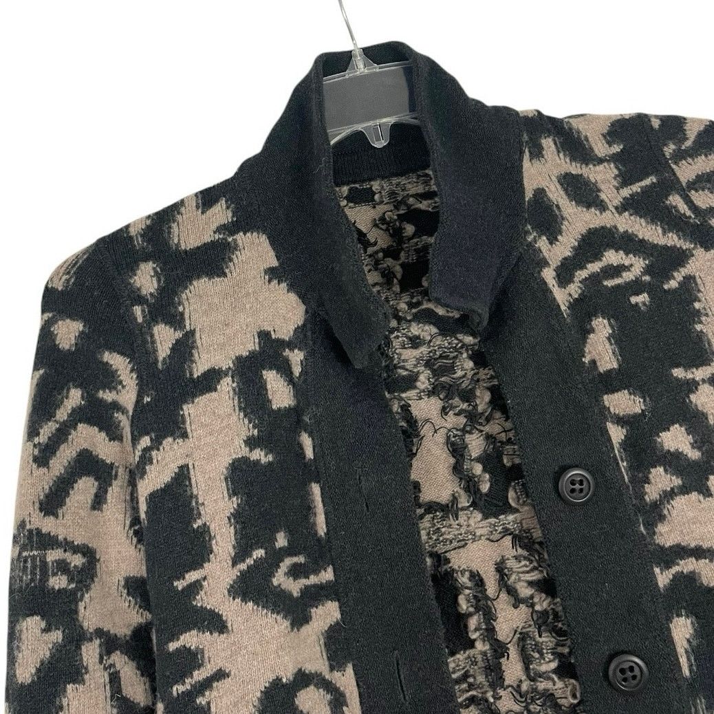 Other Vintage Black & Beige Button Down Long Cardigan Sweater Size S / US 4 / IT 40 - 2 Thumbnail