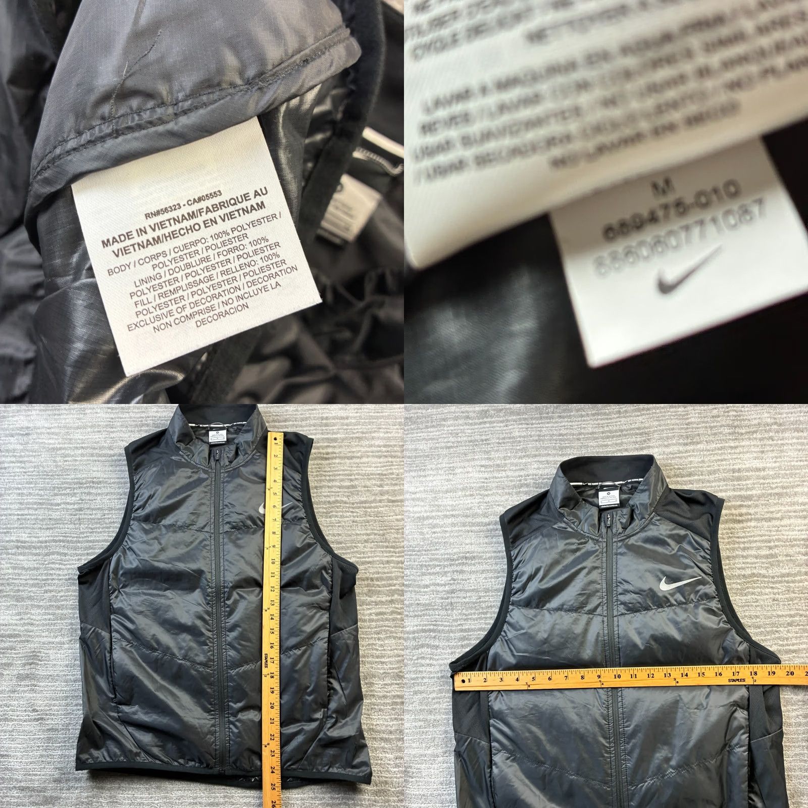 Nike Nike Vest Mens Medium Black Lightweight Insulated Zip Windbreaker Softshell Polyfill Sportswear Size US M / EU 48-50 / 2 - 8 Thumbnail