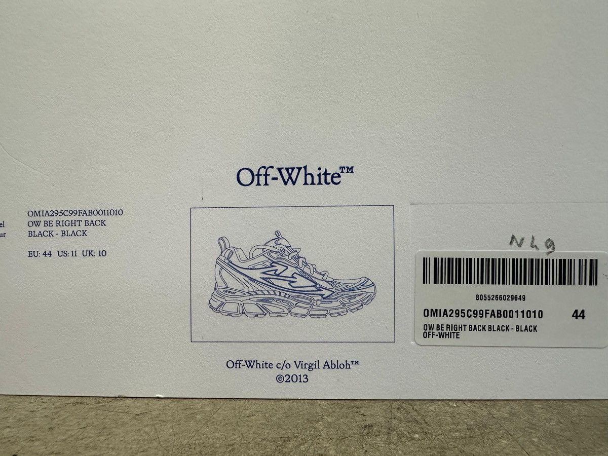 Off-White Be Right Back Sneakers Back Black Size US 11 / EU 44 - 6 Thumbnail