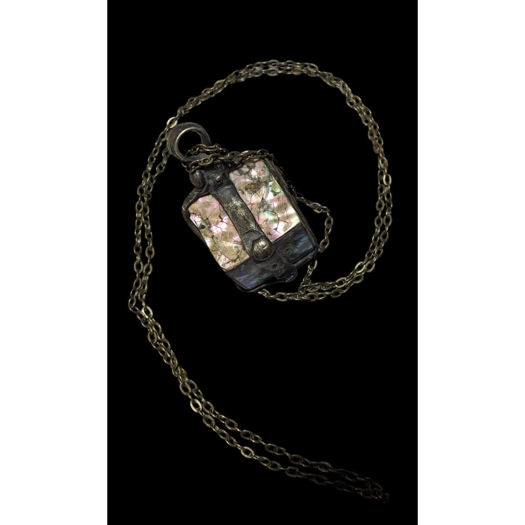 Other Vintage Abalone Crackle Cube Pendant Necklace Size ONE SIZE - 4 Thumbnail