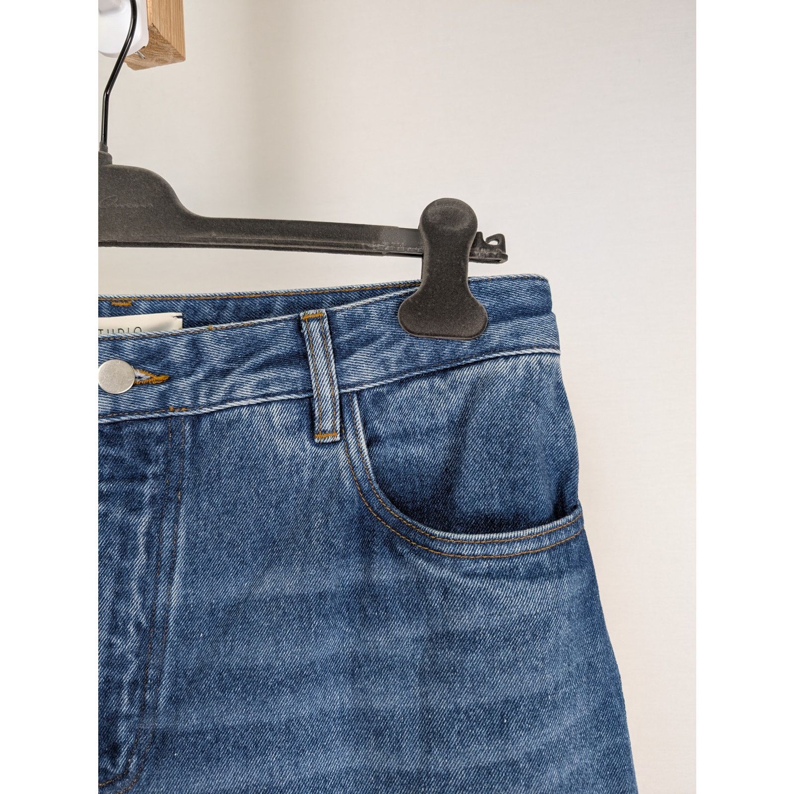 Studio Nicholson o1rshd1 Cropped Curved Leg Denim Jean in Wash Indigo Size US 34 / EU 50 - 6 Thumbnail