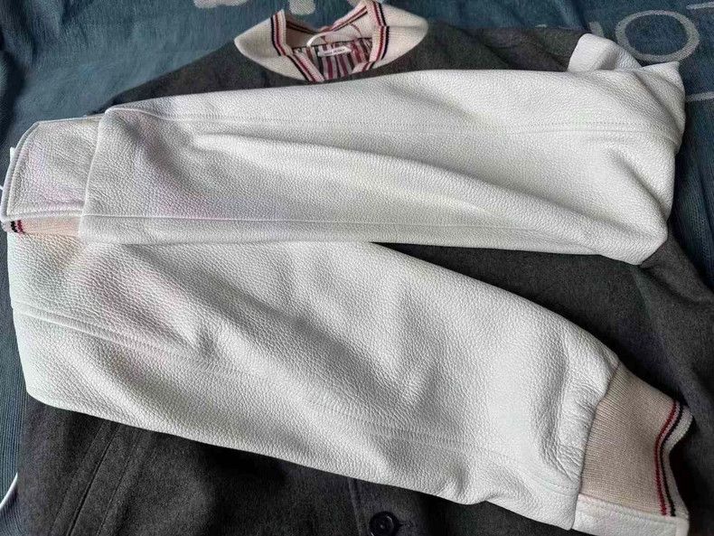 Thom Browne Thom Browne Gray and white cashmere patchy baseball shirt Size US M / EU 48-50 / 2 - 6 Thumbnail