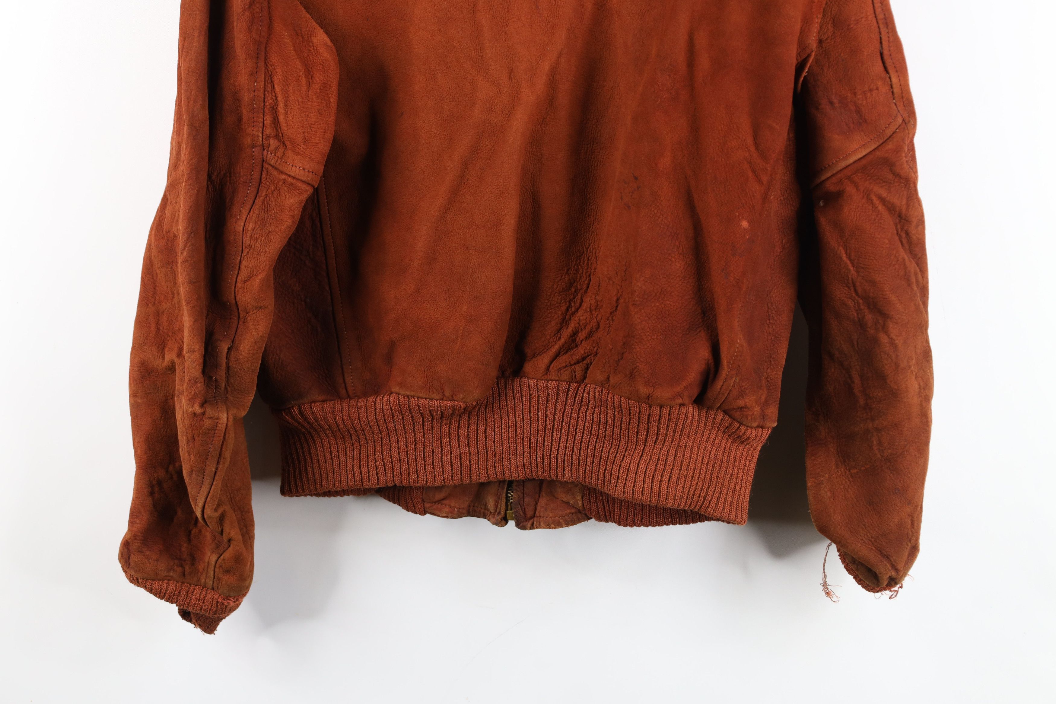 Vintage AS IS Vintage 50s Leather Bomber Jacket Burnt Orange USA Size US XXL / EU 58 / 5 - 15 Thumbnail