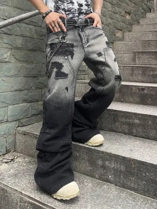 Japanese Brand Kimaya x Kaoda Casual Fit Distressed Ripped Wide Leg Jeans Size US 32 / EU 48 - 2 Thumbnail