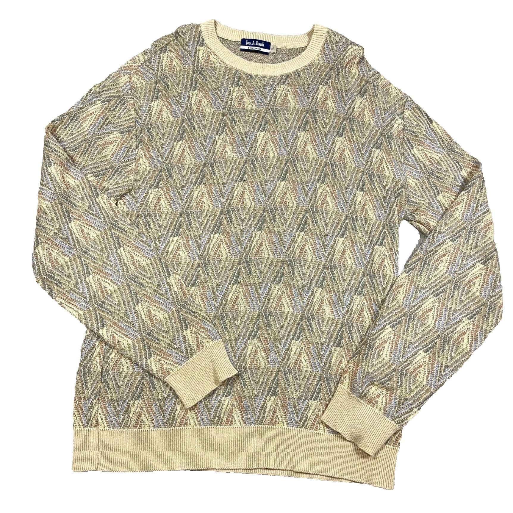Jos. A. Bank Vintage Jos. A. Bank Geometric Crewneck Sweater Men XL Tan Beige Pullover Heavyweight 80s 90s Retro Hip Hop Style Cardigan? Size US XL / EU 56 / 4 - 2 Thumbnail