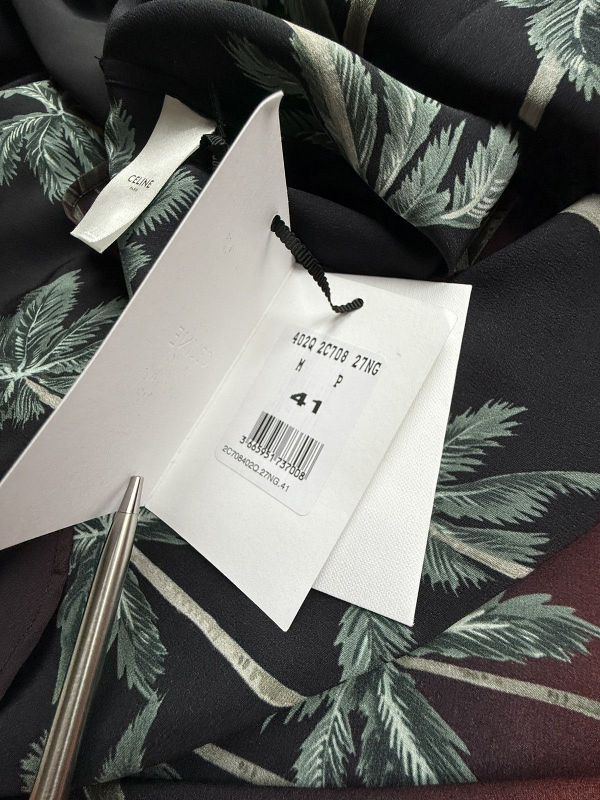 Celine $1.6k SS22 Celine Tailcoat palm tree Shirt in Silk Hedi 41 Size US L / EU 52-54 / 3 - 25 Thumbnail