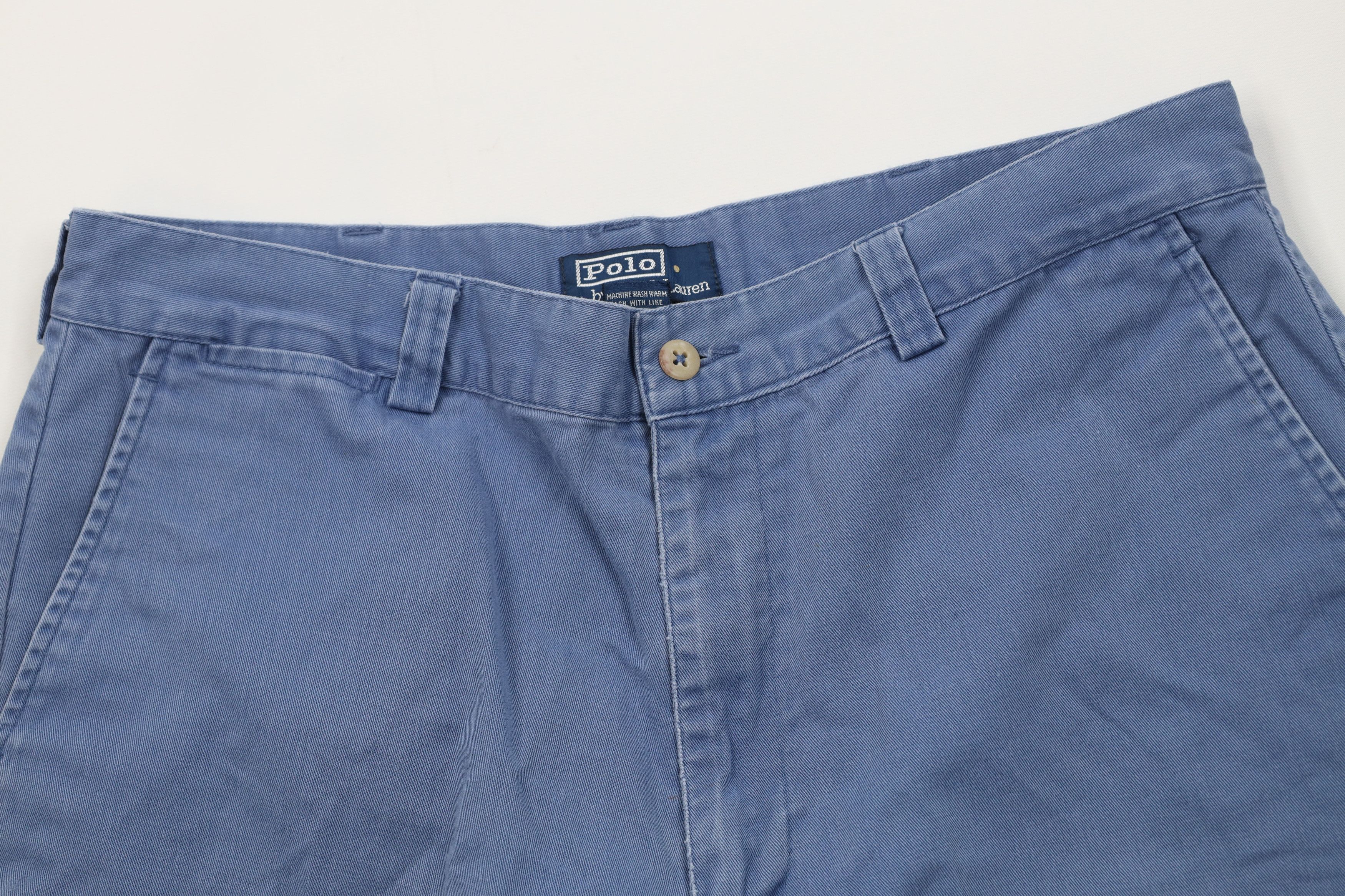 Polo Ralph Lauren Vintage 90s Ralph Lauren Above Knee Chino Shorts Blue Cotton Size US 34 / EU 50 - 2 Thumbnail