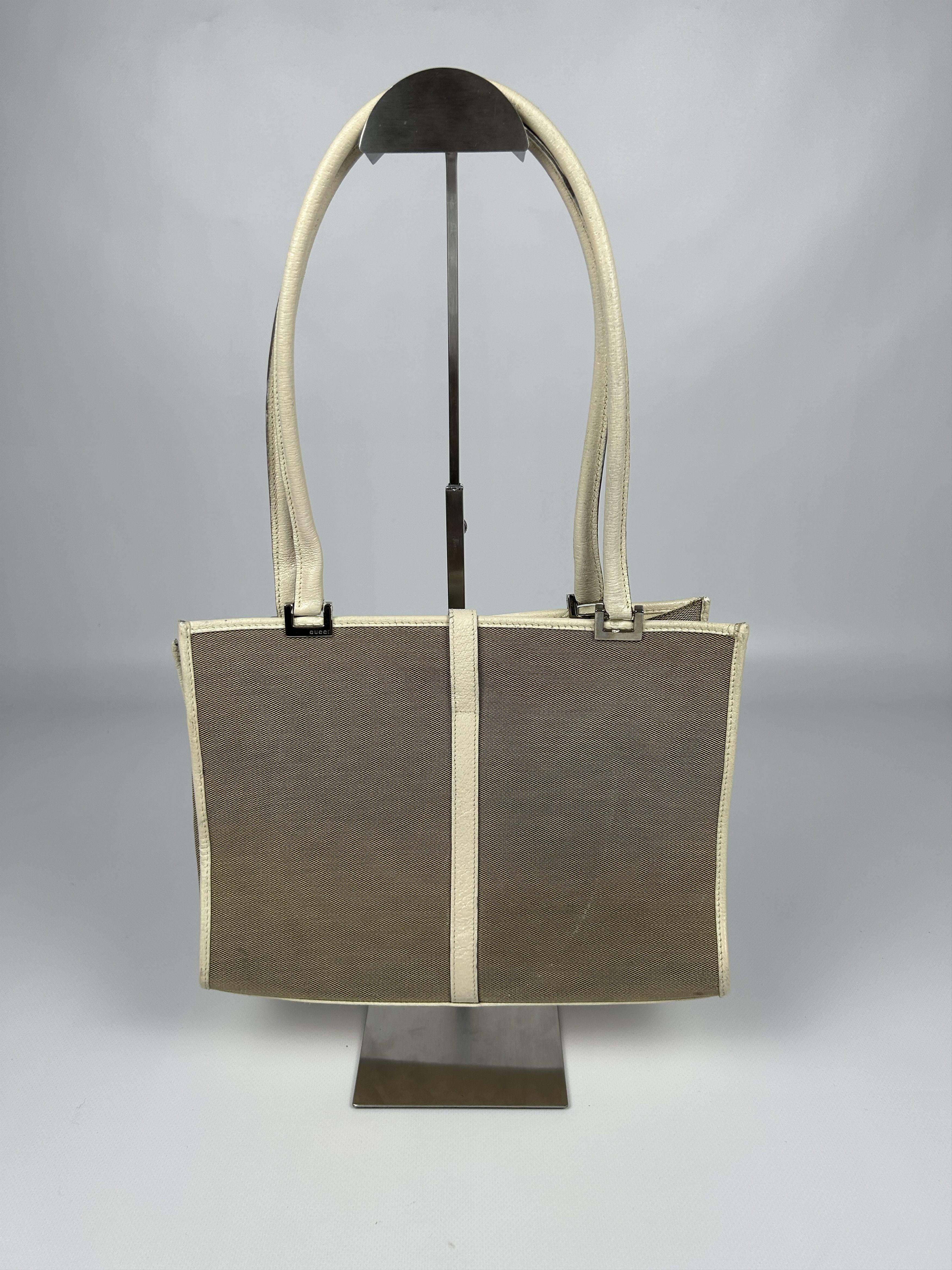 Gucci Vtg Gucci jackie line canvas tote bag with leather trim Size ONE SIZE - 2 Thumbnail