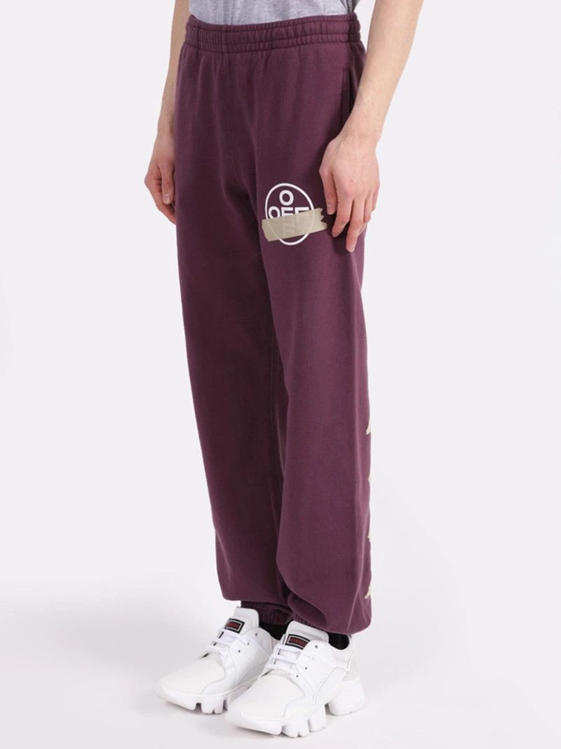 Off-White Purple Tape Diagonals Logo Sweatpants Size US 32 / EU 48 - 2 Thumbnail
