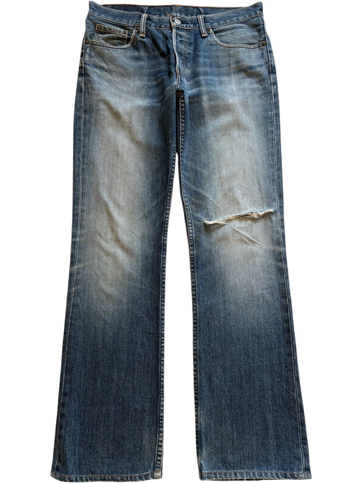 Levi's × Levi's Vintage Clothing Vintage 90s Levis 577 Faded Blue Wash Distress Bootcut Jeans Size 32" / US 10 / IT 46 - 1 Thumbnail