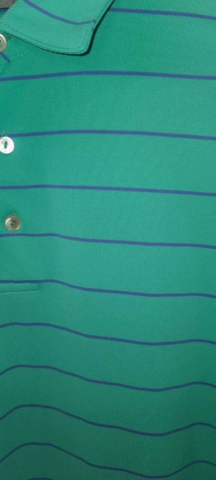 Peter Millar Peter Millar Polo Shirt Men's Large Teal Striped Size US L / EU 52-54 / 3 - 2 Thumbnail