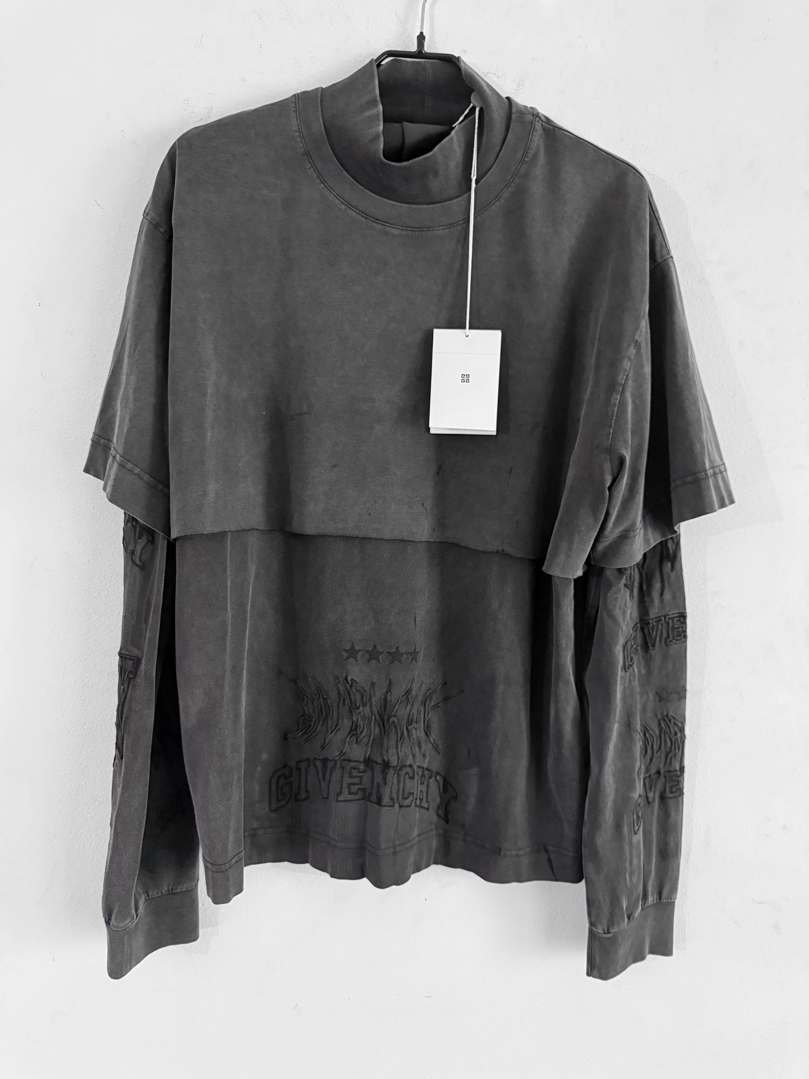 Givenchy Double Layer Embroidered Long Sleeve Tee Shirt Black Size US XL / EU 56 / 4 - 5 Thumbnail