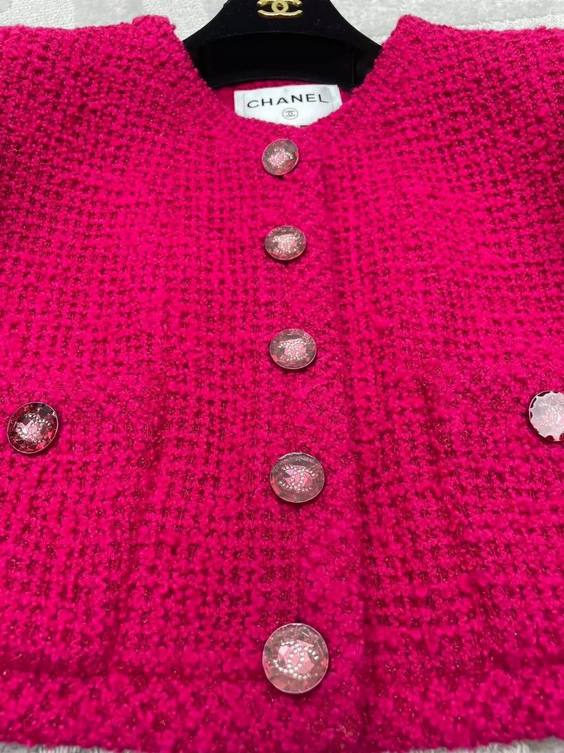 Chanel Chanel Rose-red tweed short jacket 2504-Nextarrow Size XS / US 0-2 / IT 36-38 - 3 Thumbnail