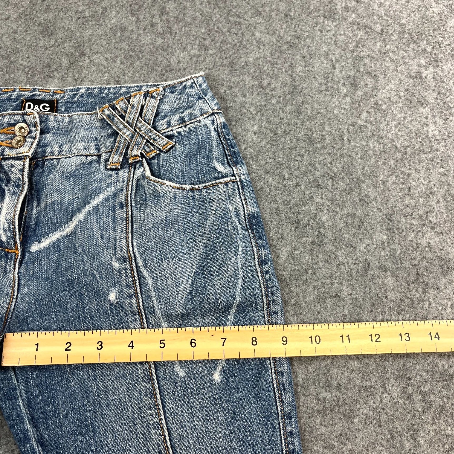 Dolce & Gabbana VINTAGE Dolce&Gabbana Jeans Bootcut Flare 24 32 UK 6 Low Rise Panel 5-Pocket Denim Blue Womens Jeans Size 28" / US 6 / IT 42 - 5 Thumbnail