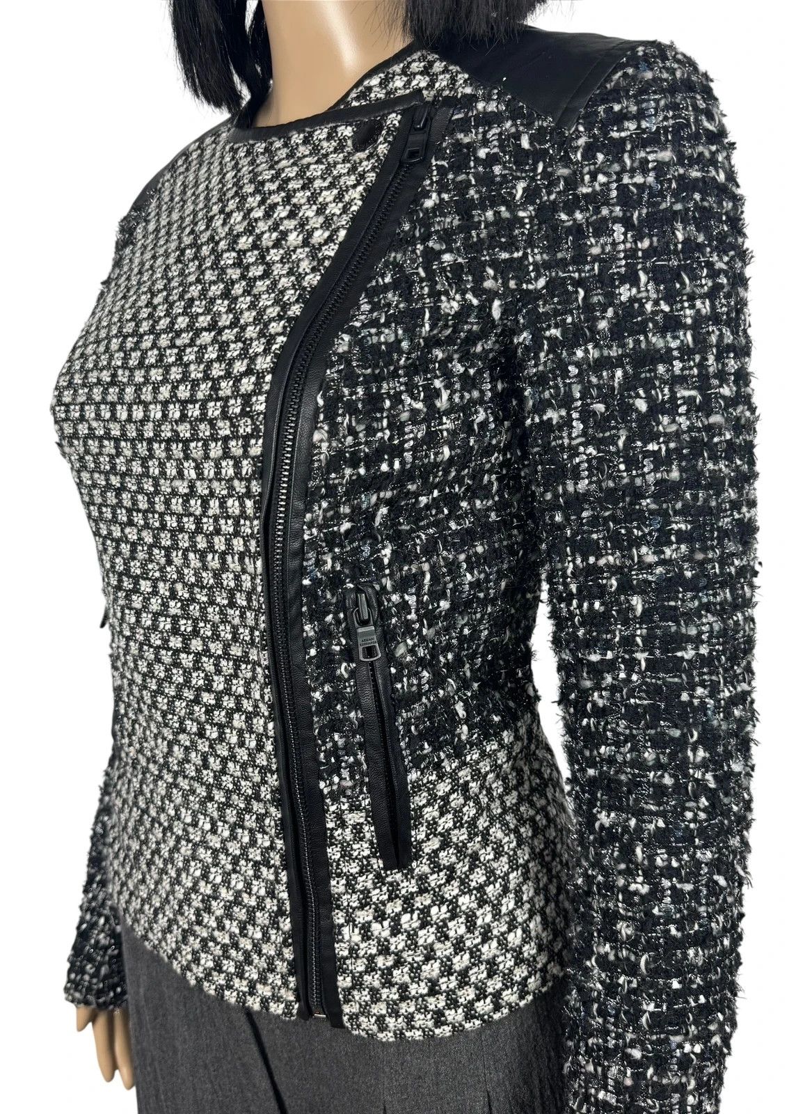 Armani Exchange Armani Exchange Tweed Wool Biker Jacket size XS Size XS / US 0-2 / IT 36-38 - 5 Thumbnail