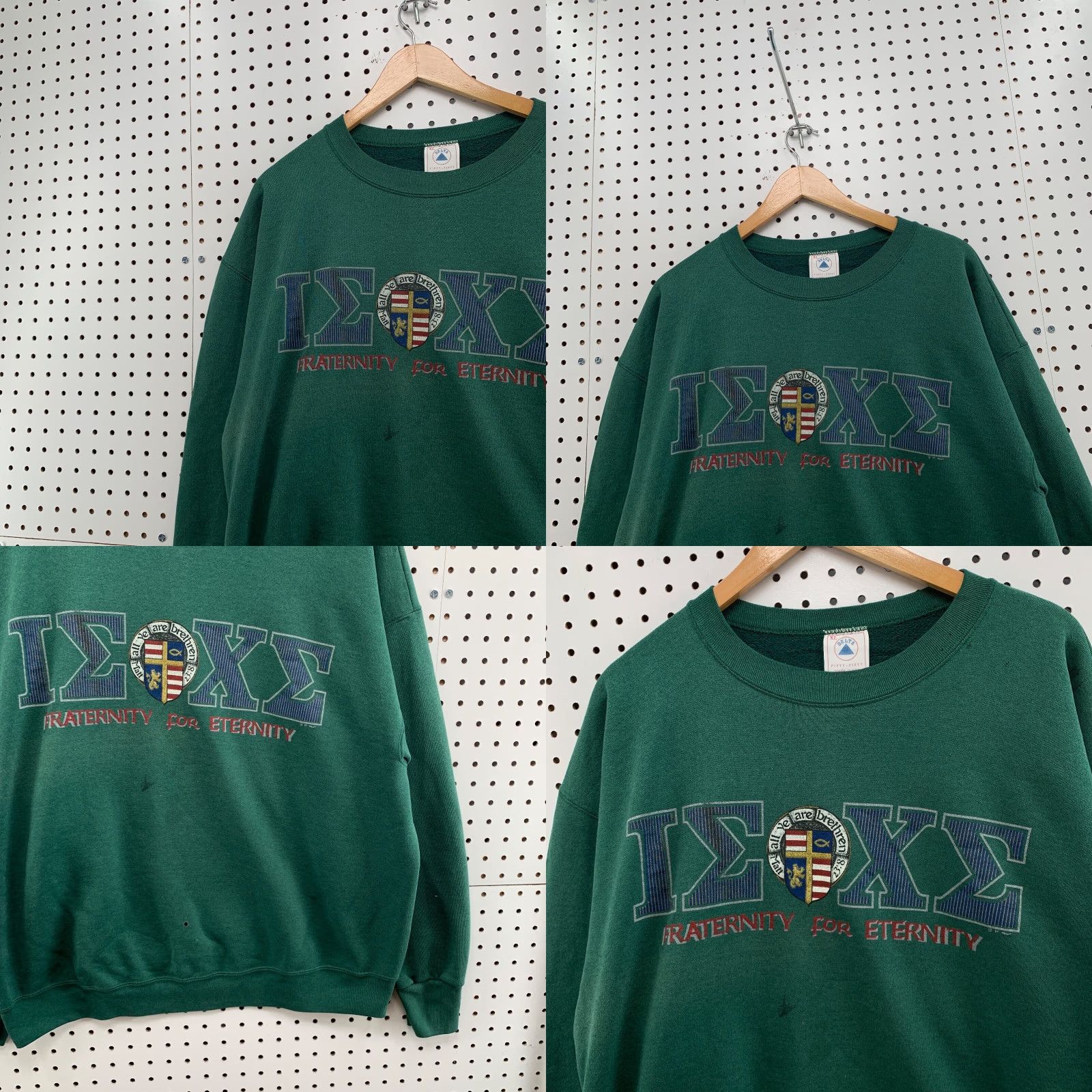 Delta VINTAGE Fraternity For Eternity Crew Neck Sweatshirt Mens XL Green IEXE 25X26 Delta Size US XL / EU 56 / 4 - 8 Thumbnail