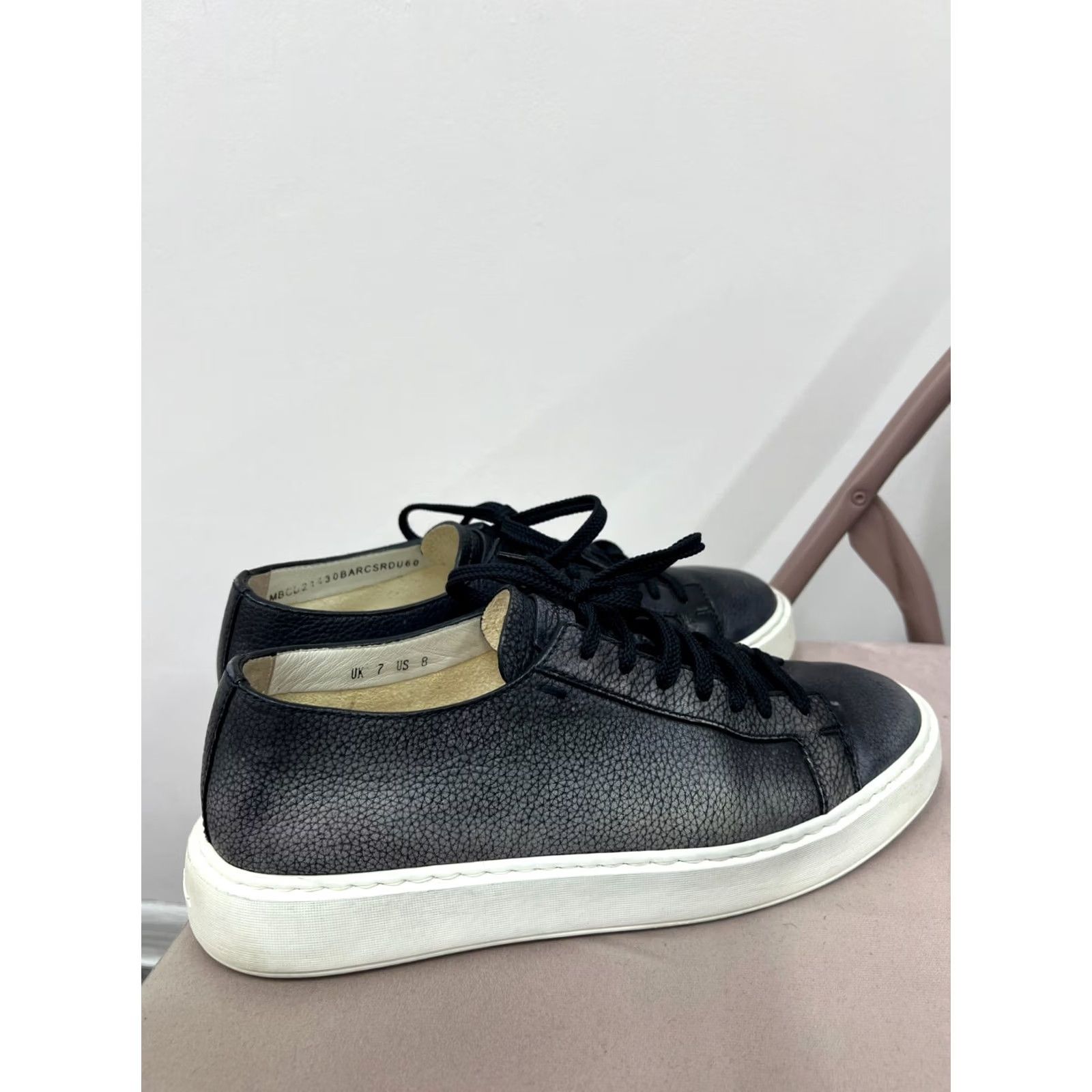 Santoni Santoni Leather Sneakers Men US 8 UK 7 Sneakers Leather Upper Blue Silver Logo Casual Shoes Size US 7 / EU 40 - 6 Thumbnail